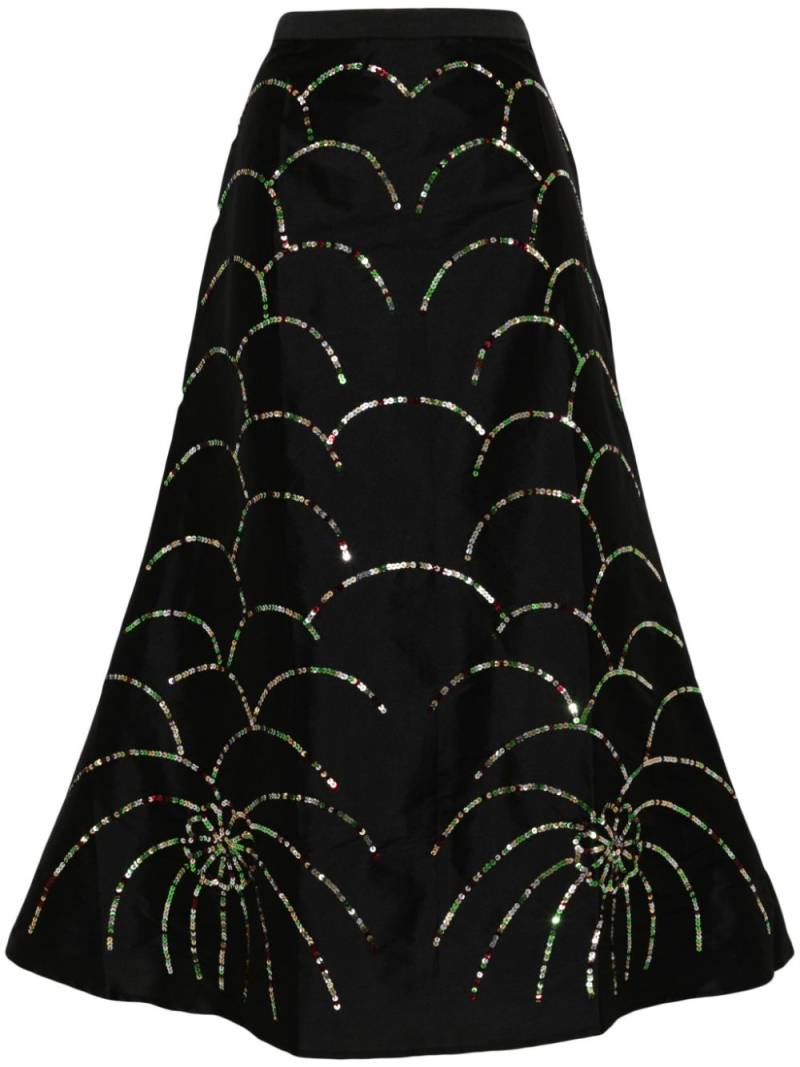 Batsheva Alison sequin-embellished A-line skirt - Black von Batsheva