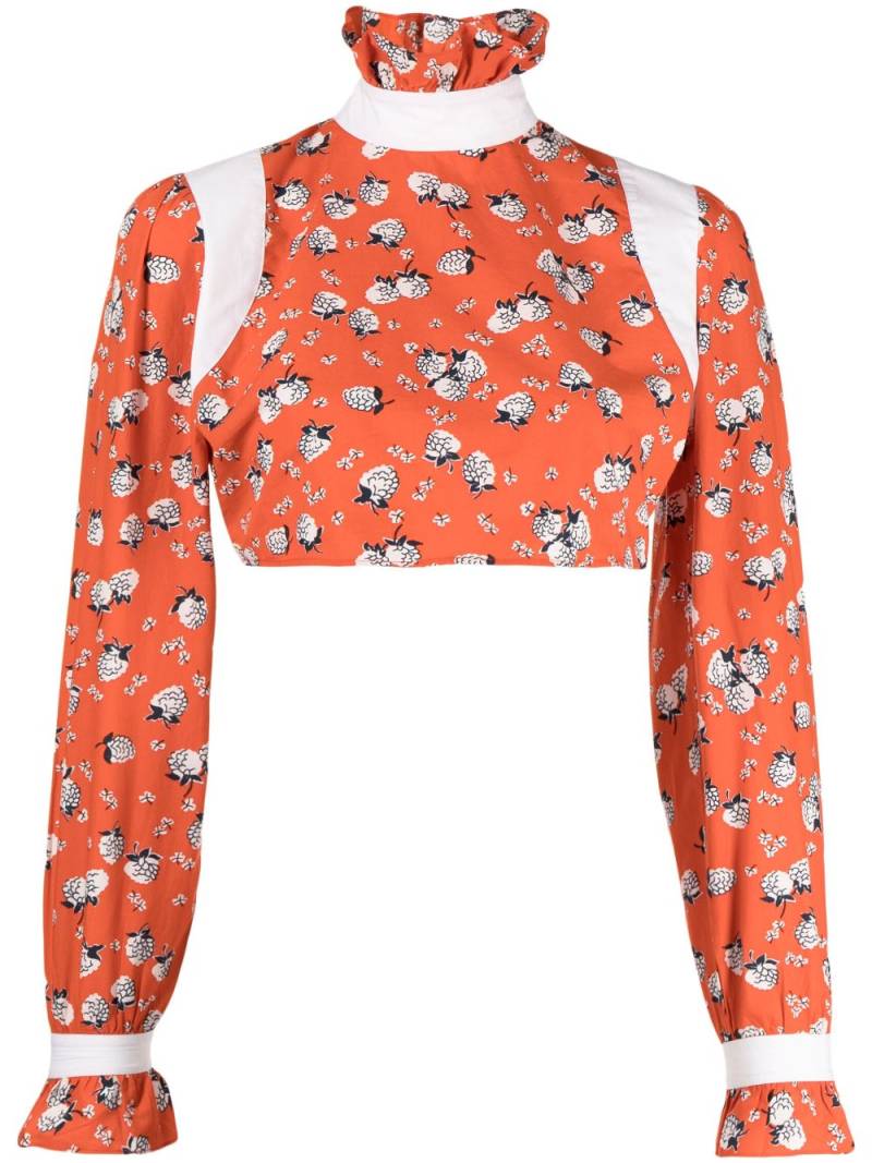 Batsheva floral-print cropped top - Red von Batsheva