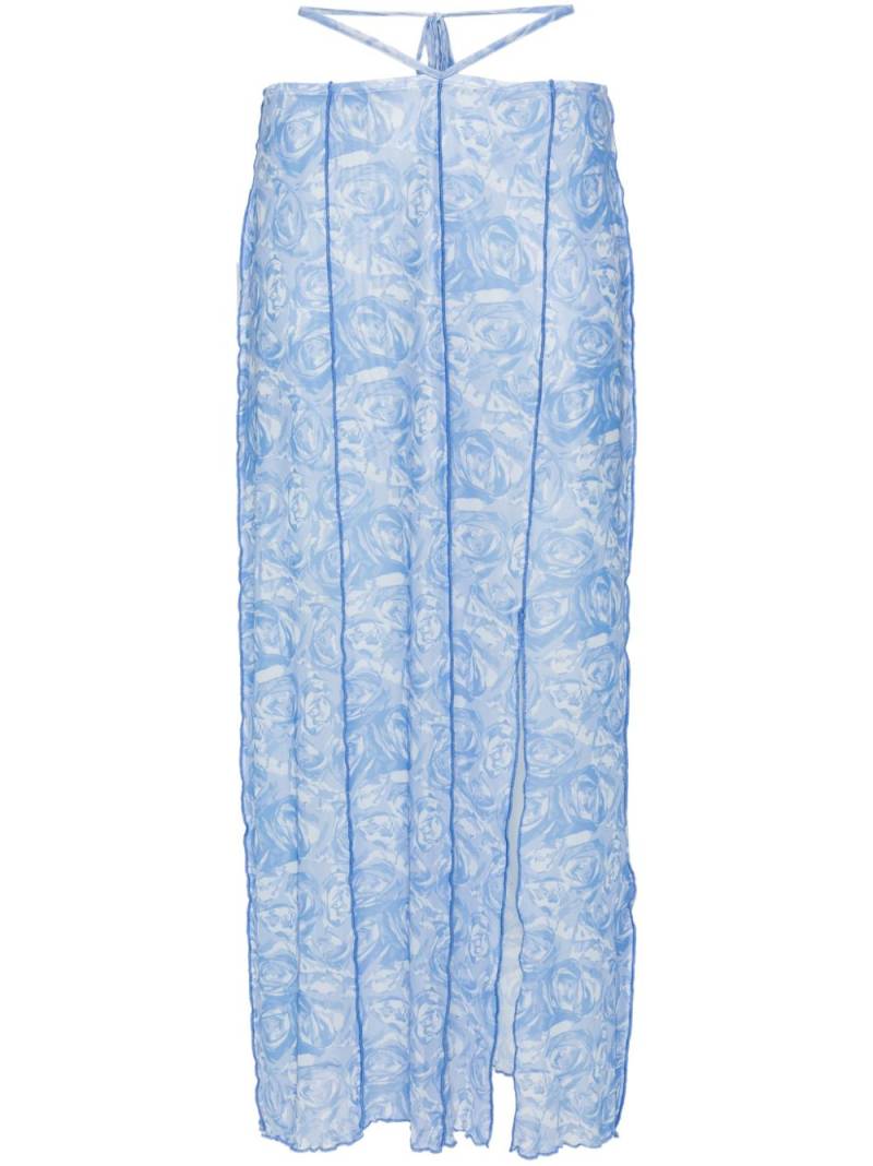 Baum Und Pferdgarten Jessy rose-print semi-sheer midi skirt - Blue von Baum Und Pferdgarten