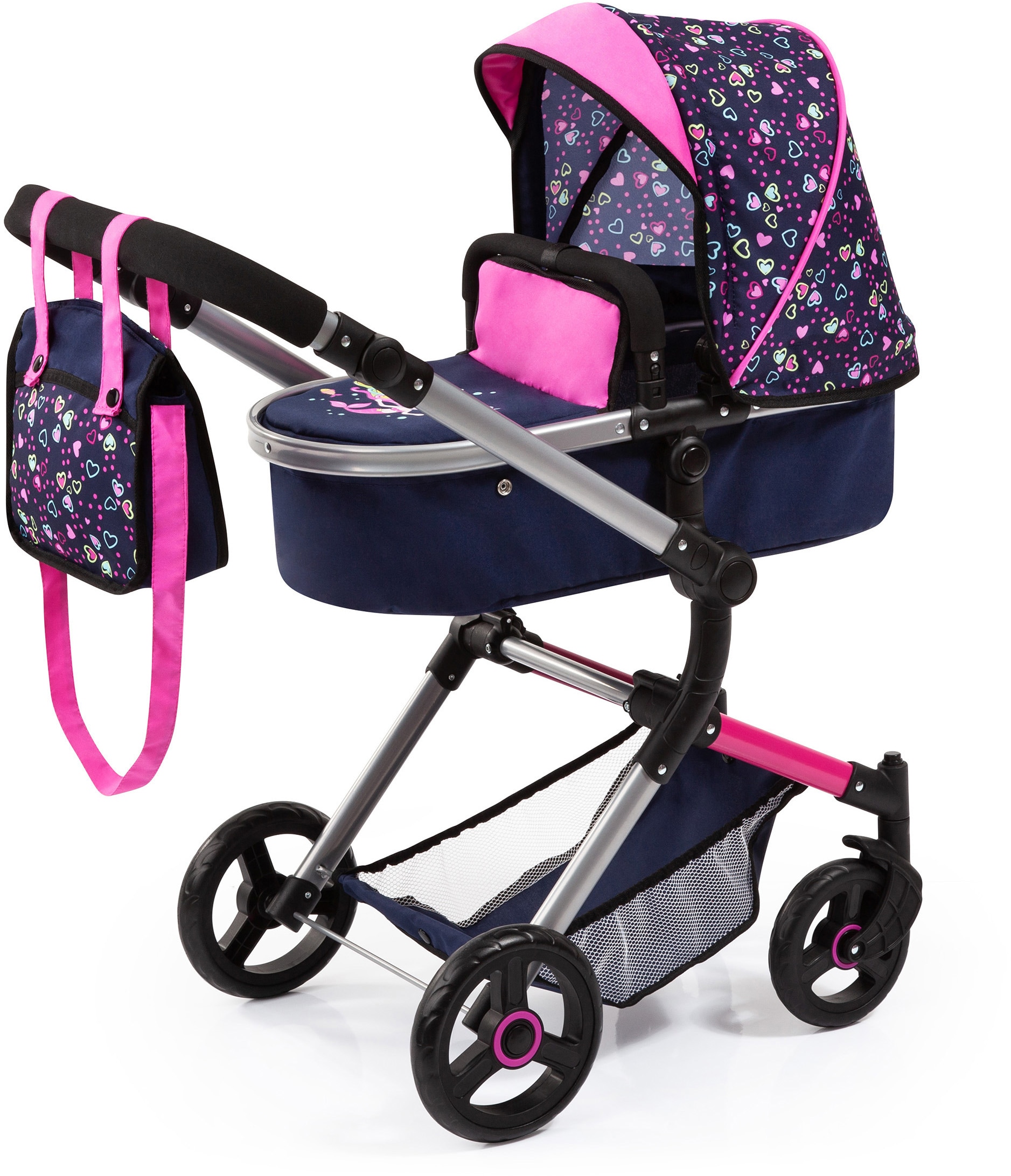 Bayer Kombi-Puppenwagen »Vario, Blau/Pink/Herzchen«, inkl. Wickeltasche Bayer Kombi-Puppenwagen »Vario, Blau/Pink/Herzchen«, inkl. Wickeltasche von Bayer