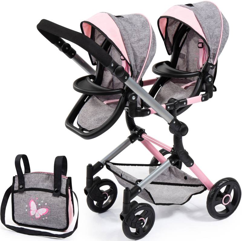 Bayer Puppen-Zwillingsbuggy »Twin Neo, grau«, mit Wickeltasche von Bayer