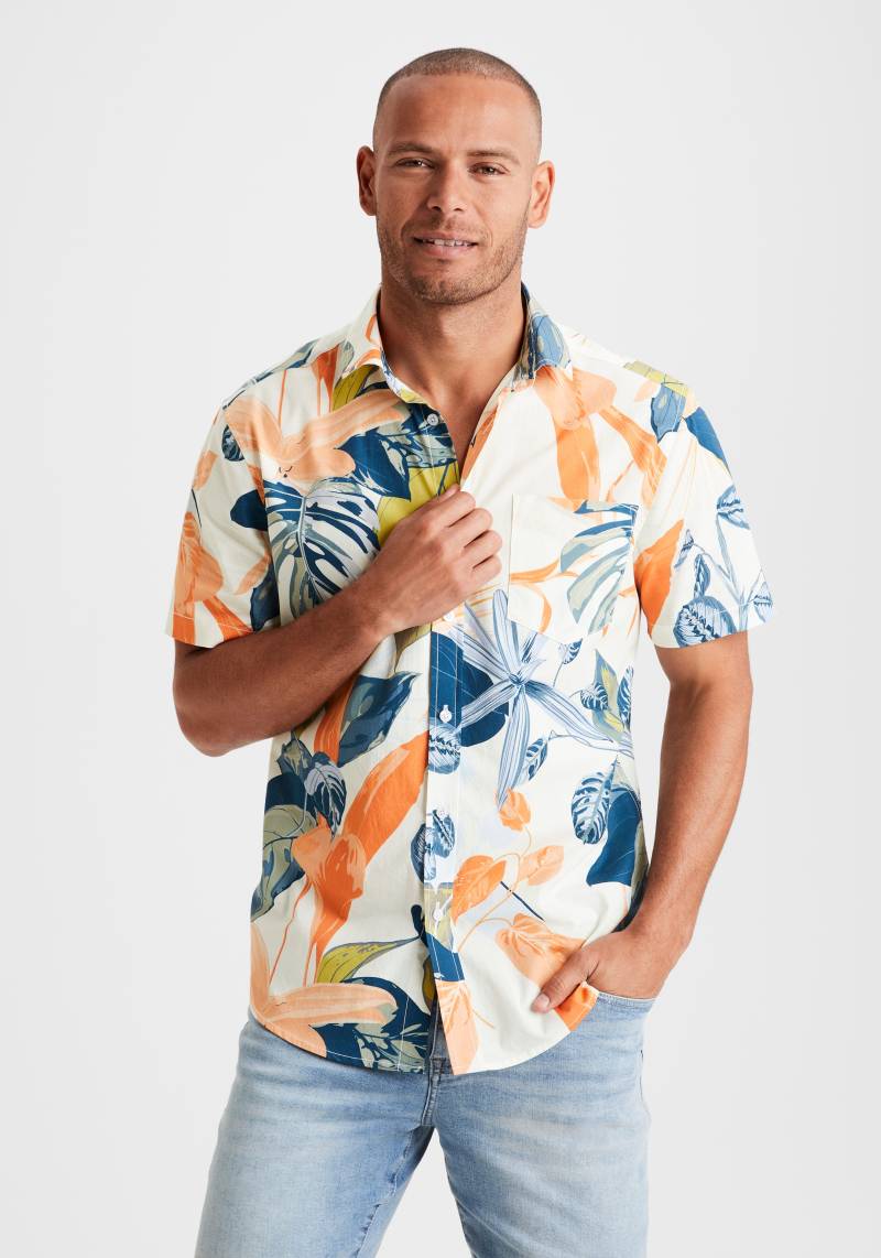 Beachtime Hawaiihemd »Regular fit«, mit Kentkragen, Freizeithemd mit Blätterprint aus reiner Baumwolle von Beachtime