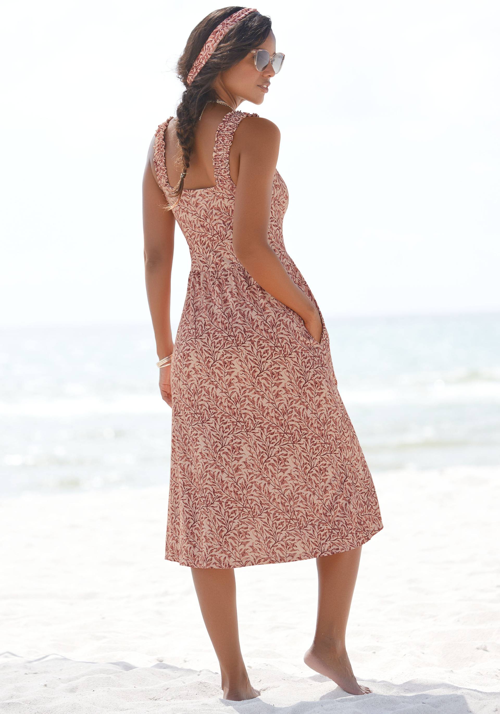 Beachtime Jerseykleid, mit Blätterdruck und Taschen, leichtes Strandkleid, Sommerkleid Beachtime Jerseykleid, mit Blätterdruck und Taschen, leichtes Strandkleid, Sommerkleid von Beachtime