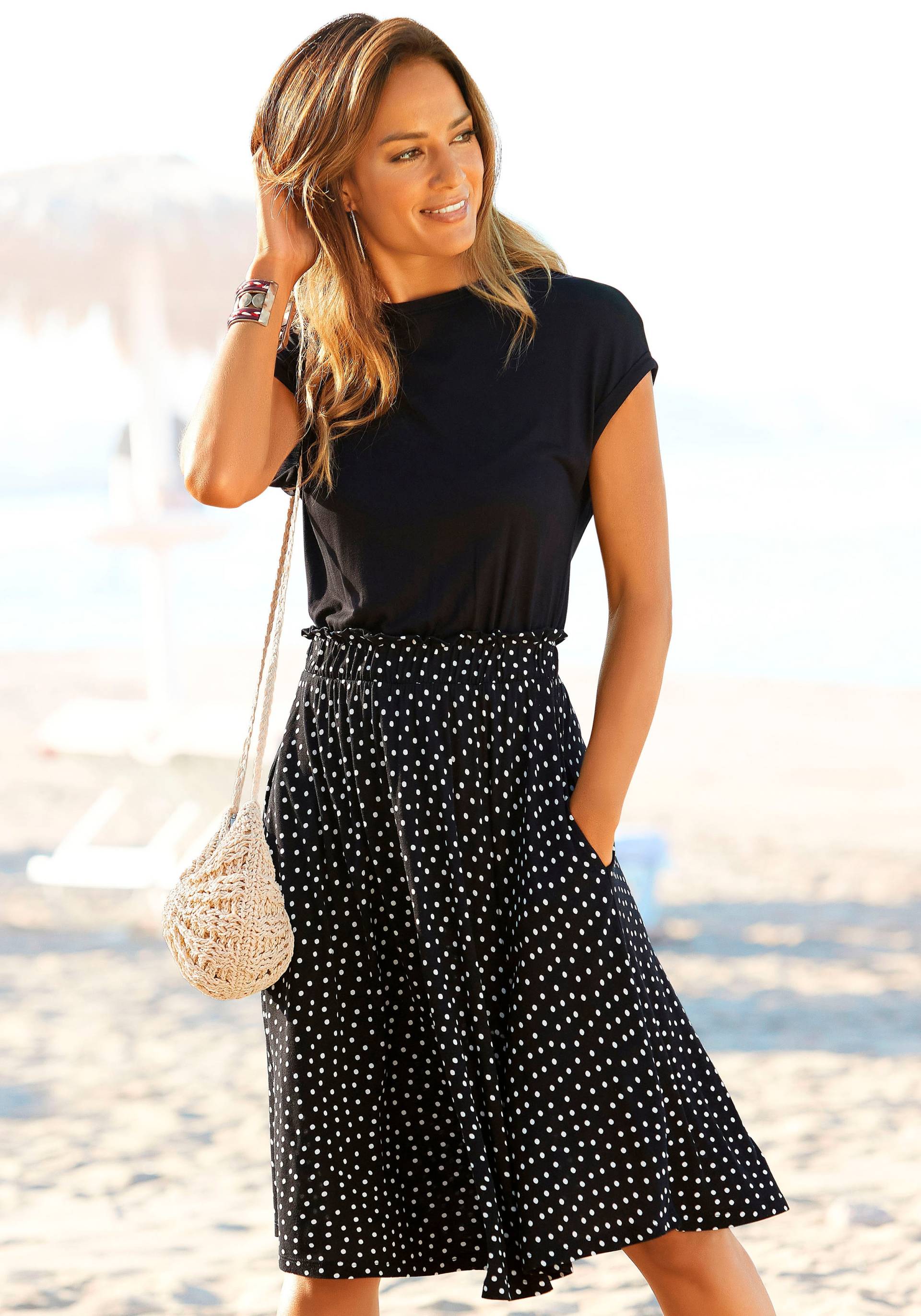 Beachtime Jerseykleid, mit Paperbag-Bund und Taschen, Druckkleid, sommerlich, elegant Beachtime Jerseykleid, mit Paperbag-Bund und Taschen, Druckkleid, sommerlich, elegant von Beachtime