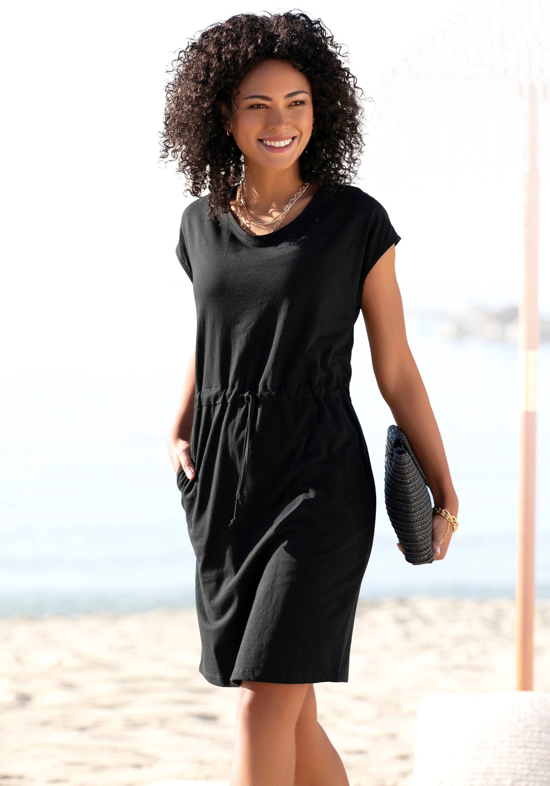 Beachtime Jerseykleid, mit Tunnelzug und Taschen, Sommerkleid aus Baumwoll-Mix von Beachtime