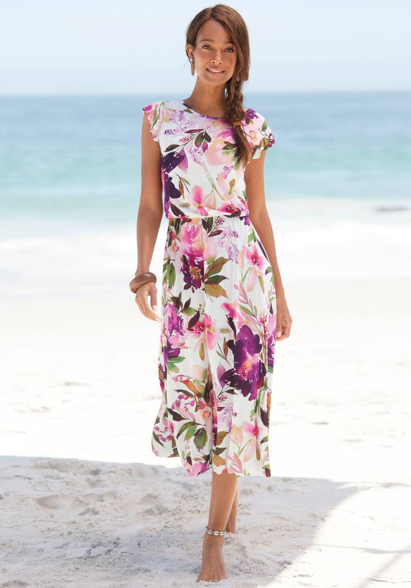 Beachtime Midikleid, mit Blumendruck und Gummizug, Sommerkleid, Strandkleid von Beachtime