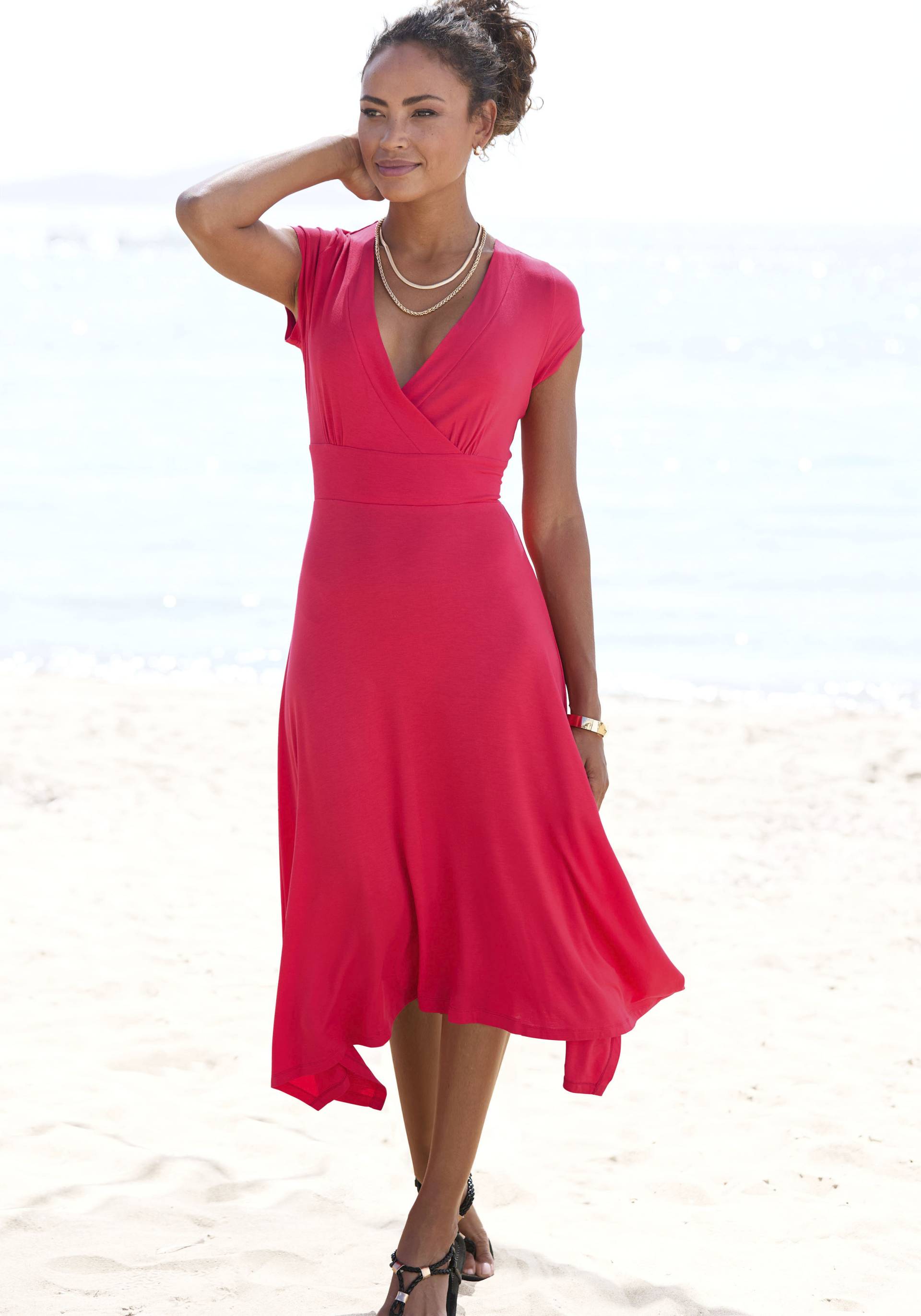Beachtime Sommerkleid, mit Zipfelsaum und Schleife, Jerseykleid, asymmetrisches Rockteil Beachtime Sommerkleid, mit Zipfelsaum und Schleife, Jerseykleid, asymmetrisches Rockteil von Beachtime