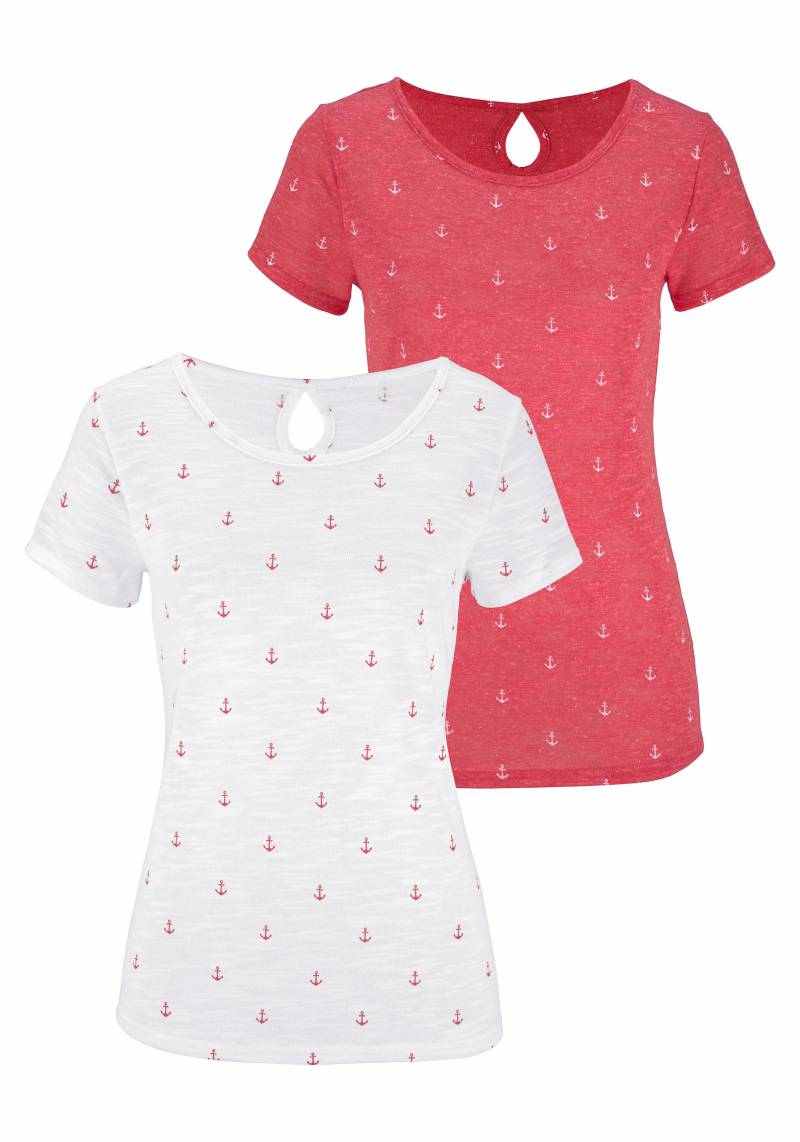 Beachtime T-Shirt, (2er-Pack), mit maritimem Anker-Druck von Beachtime