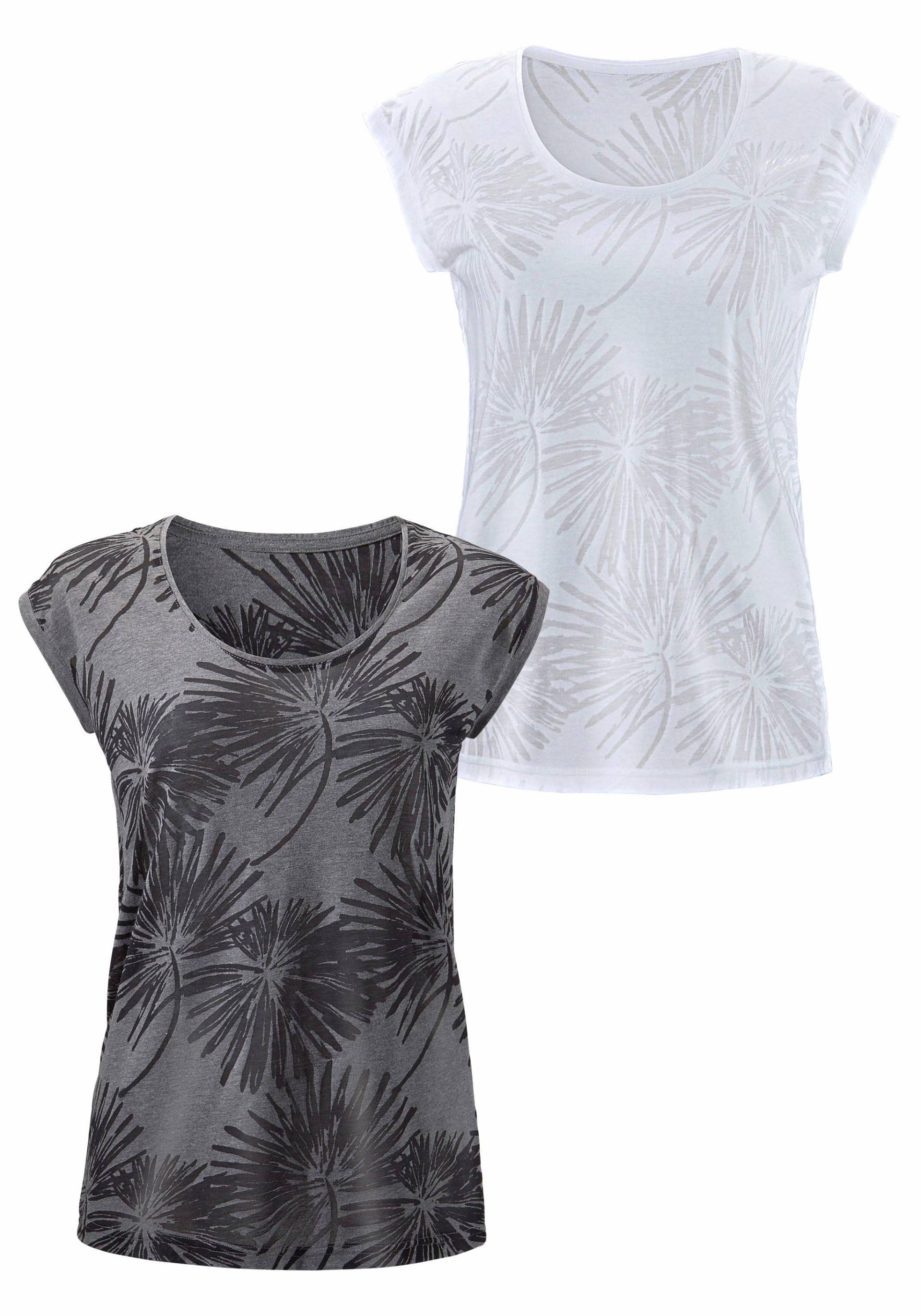 Beachtime Kurzarmshirt »mit leicht transparenten Palmen«, aus weicher Ausbrenner-Qualität Beachtime Kurzarmshirt »mit leicht transparenten Palmen«, aus weicher Ausbrenner-Qualität von Beachtime