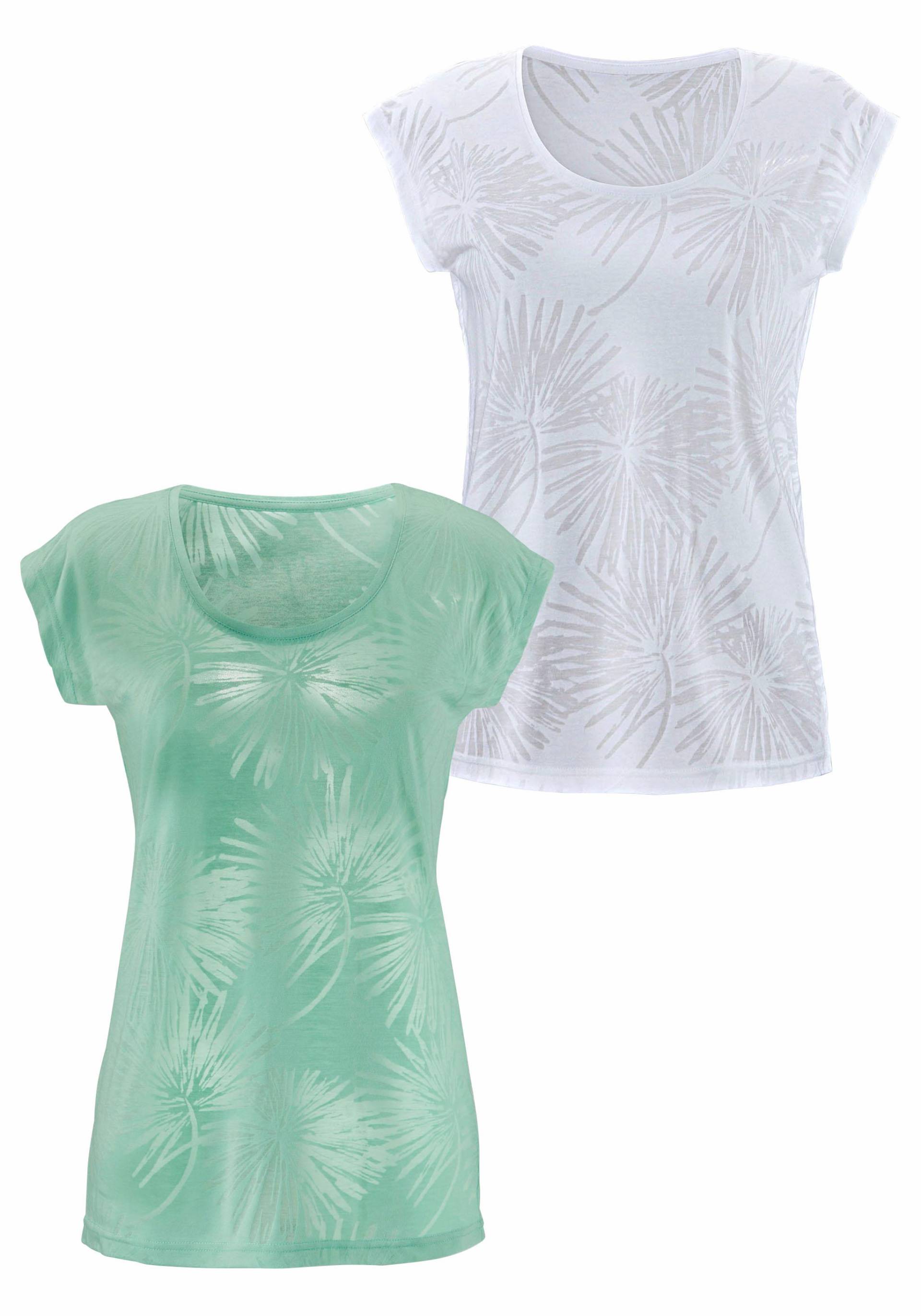 Beachtime Kurzarmshirt »mit leicht transparenten Palmen«, aus weicher Ausbrenner-Qualität Beachtime Kurzarmshirt »mit leicht transparenten Palmen«, aus weicher Ausbrenner-Qualität von Beachtime
