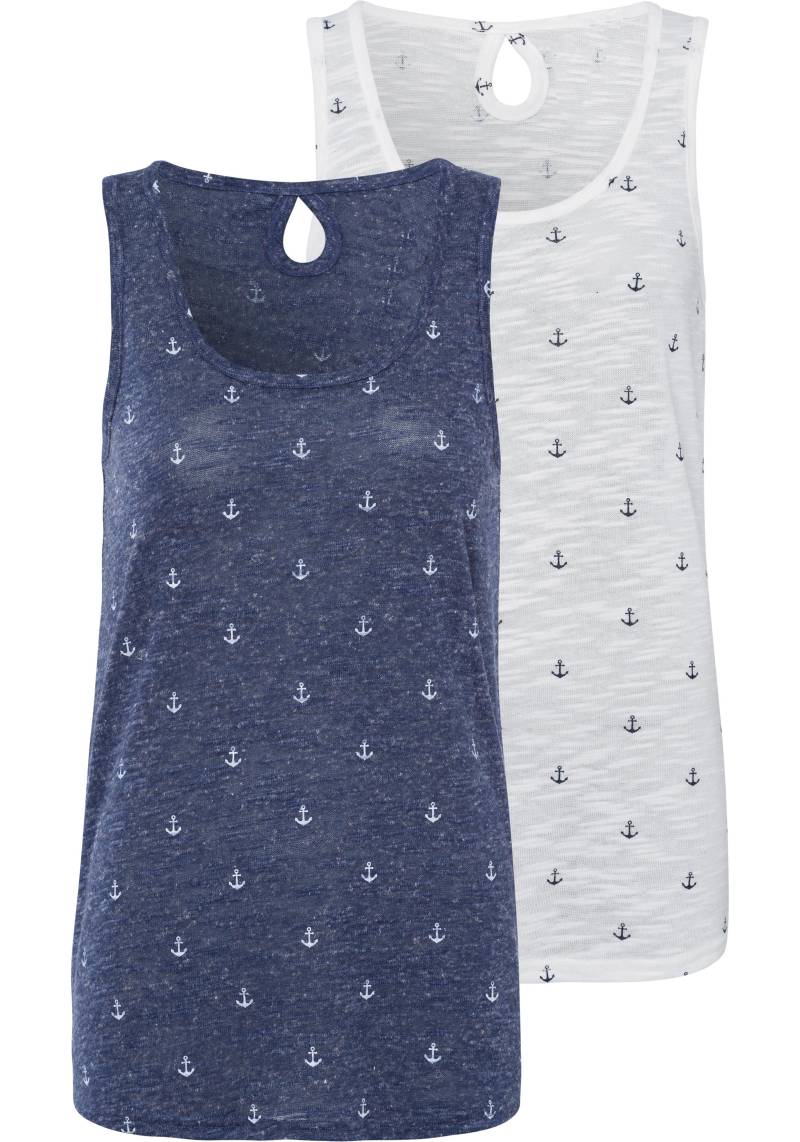 Beachtime Tanktop, (2er-Pack), mit maritimem Anker-Druck von Beachtime