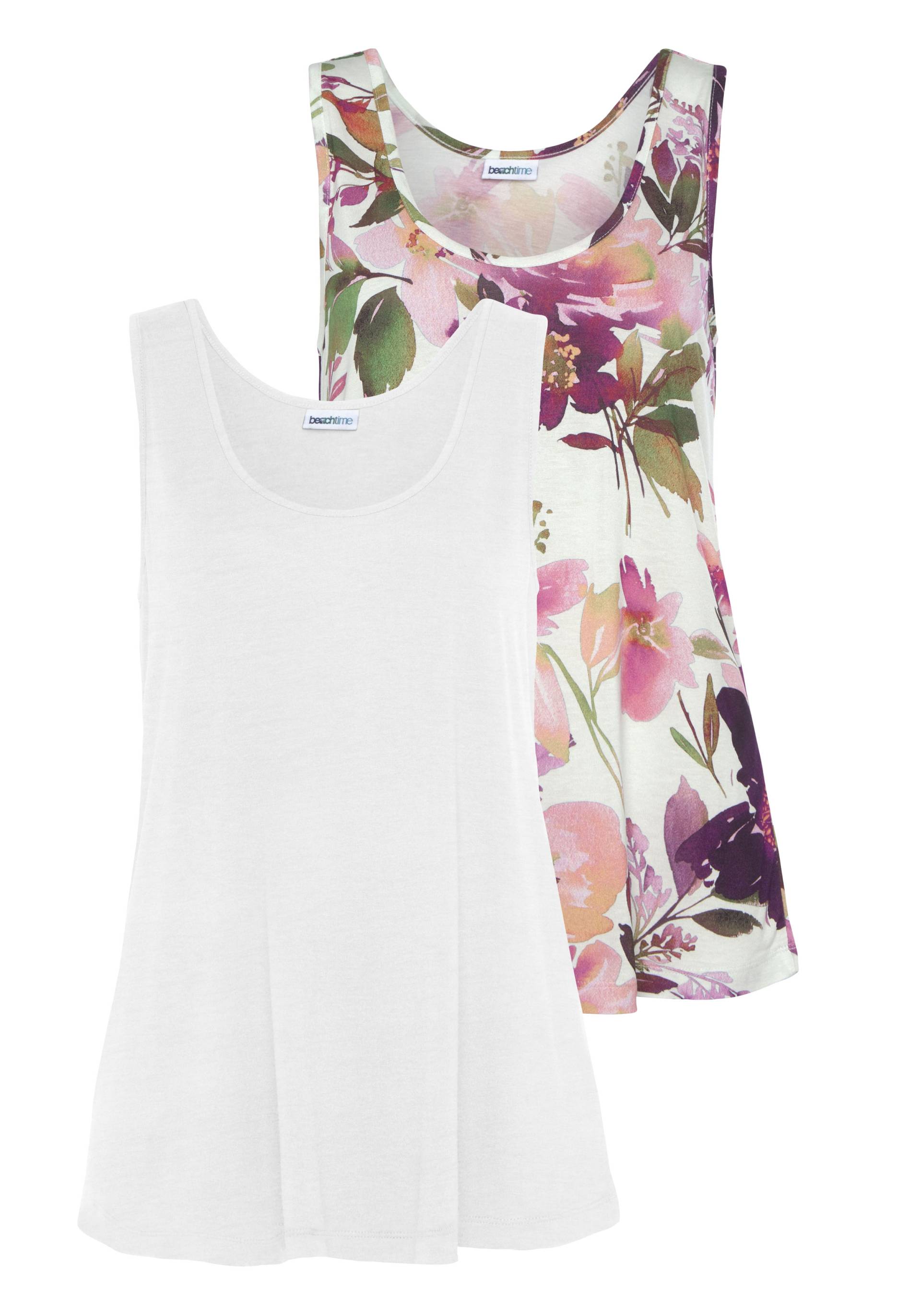 Beachtime Tanktop, (2er-Pack), mit Blumendruck, lockere Sommertops aus Jersey Beachtime Tanktop, (2er-Pack), mit Blumendruck, lockere Sommertops aus Jersey von Beachtime