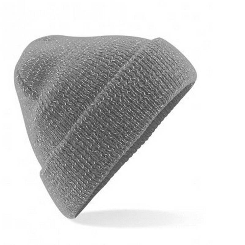 Reflektive Beanie Mütze Herren Grau ONE SIZE von Beechfield