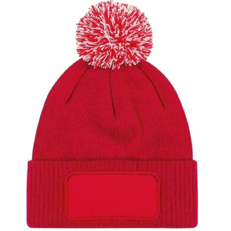 Bommelmütze Snowstar, Bedruckbar Herren Rot Bunt ONE SIZE von Beechfield