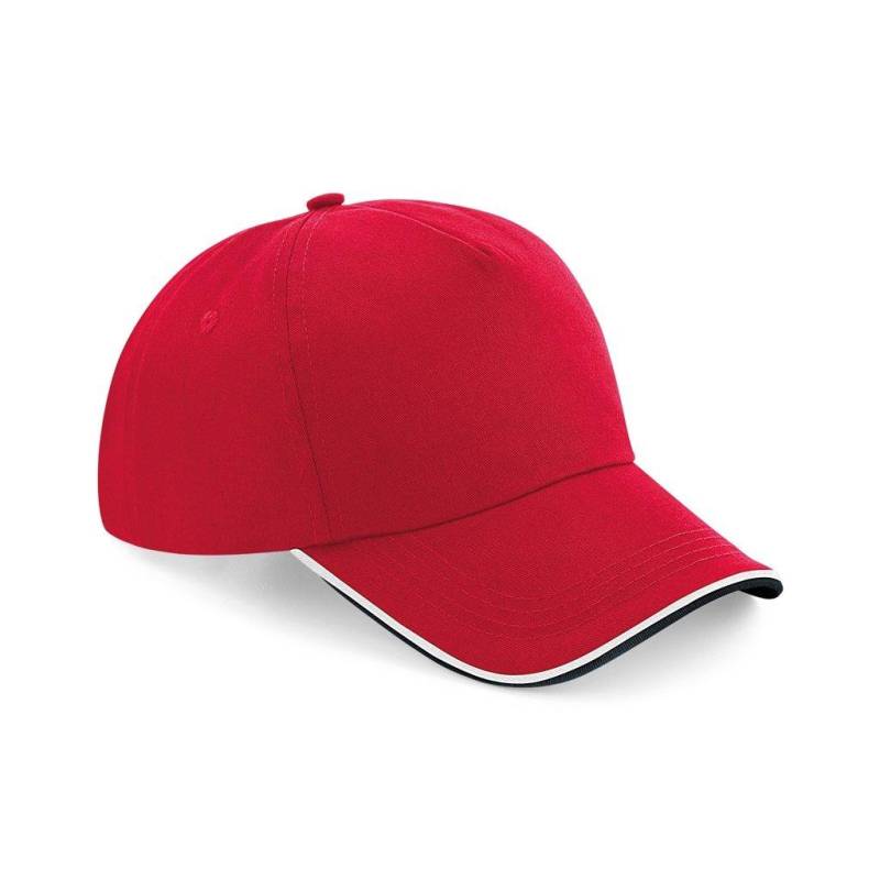 Beechfield - Authentic Paspel 5 Paneel Baseballkappe, für Damen, Rot Bunt, One Size von Beechfield