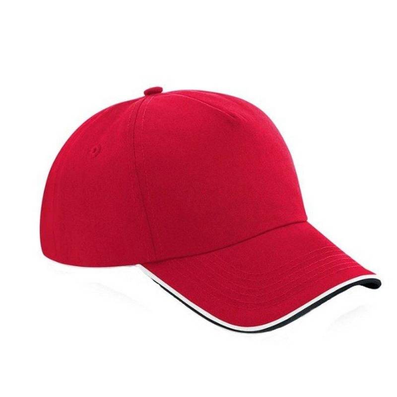 Authentic 5 Panel Baseballkappe Erwachsene Damen Rot Bunt ONE SIZE von Beechfield