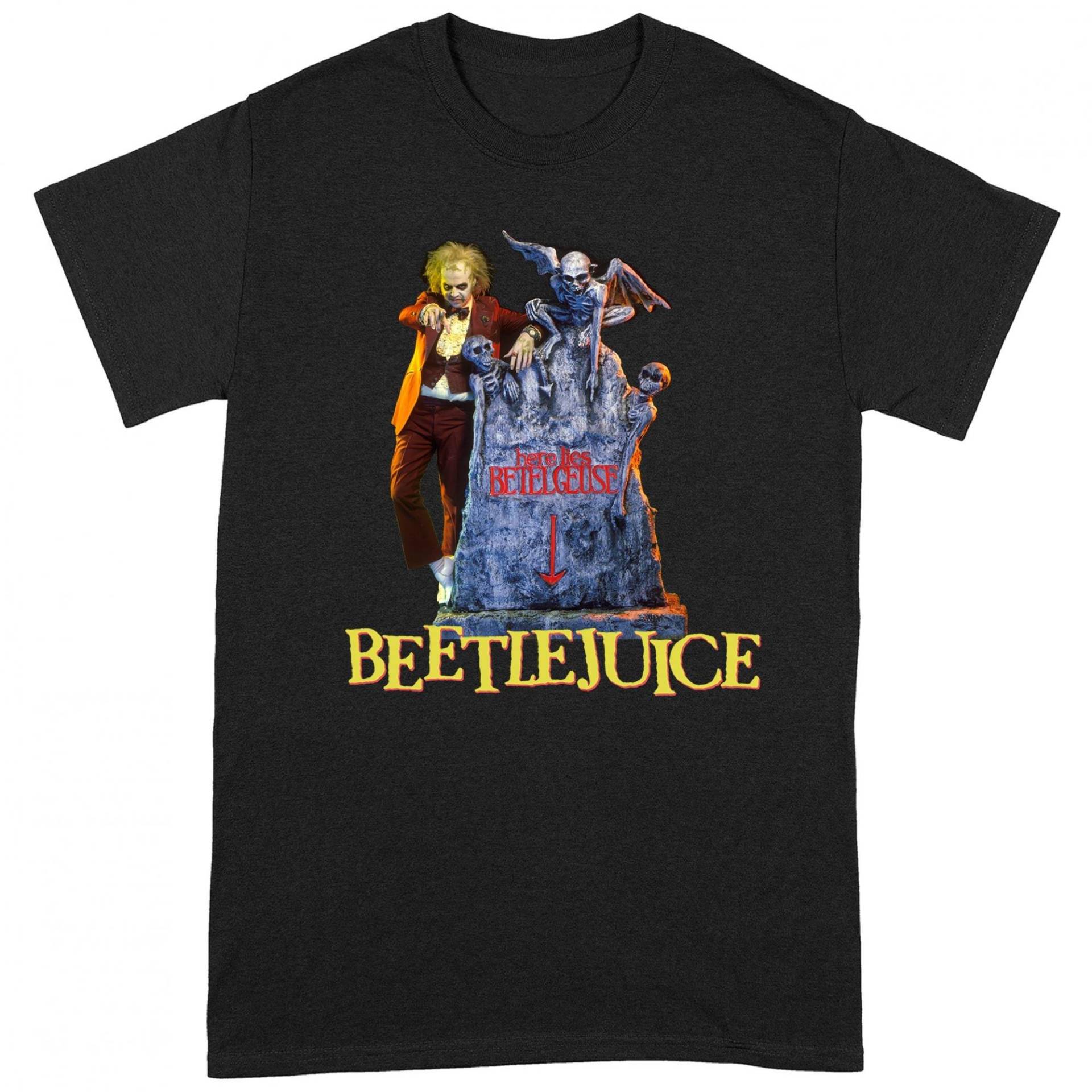 Here Lies Tshirt Herren Schwarz S von Beetlejuice