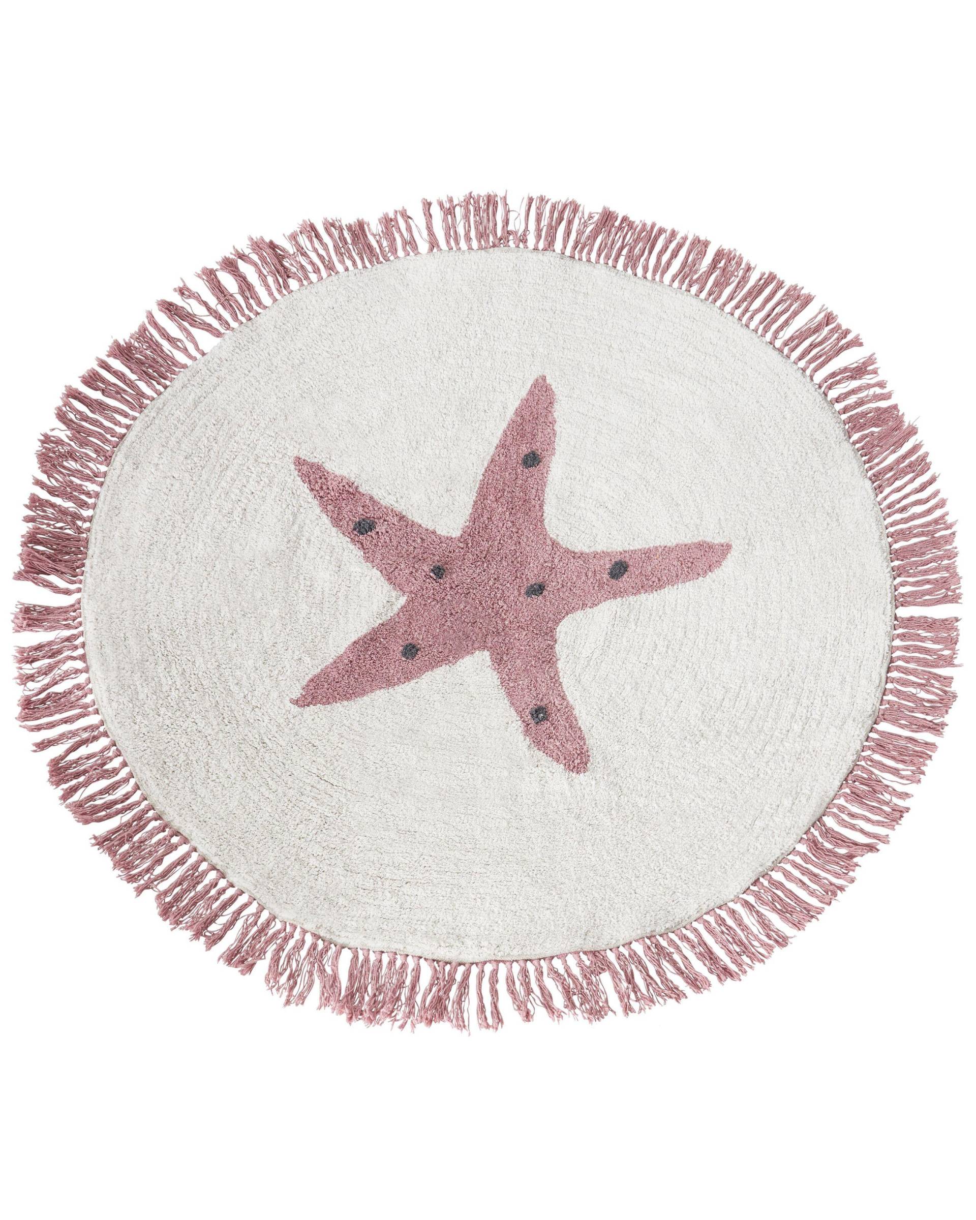 Beliani - Kinderteppich aus Baumwolle Modern STARS, 120cm, Schneeweiss von Beliani