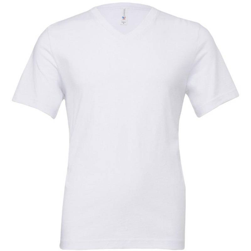 Canvas Tshirt Mit Vausschnitt, Kurzärmlig Herren Weiss M von Bella + Canvas