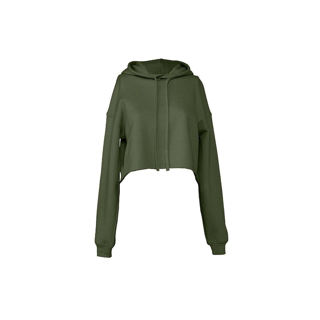 Cropkapuzenpullover Damen Militärgrün L von Bella + Canvas