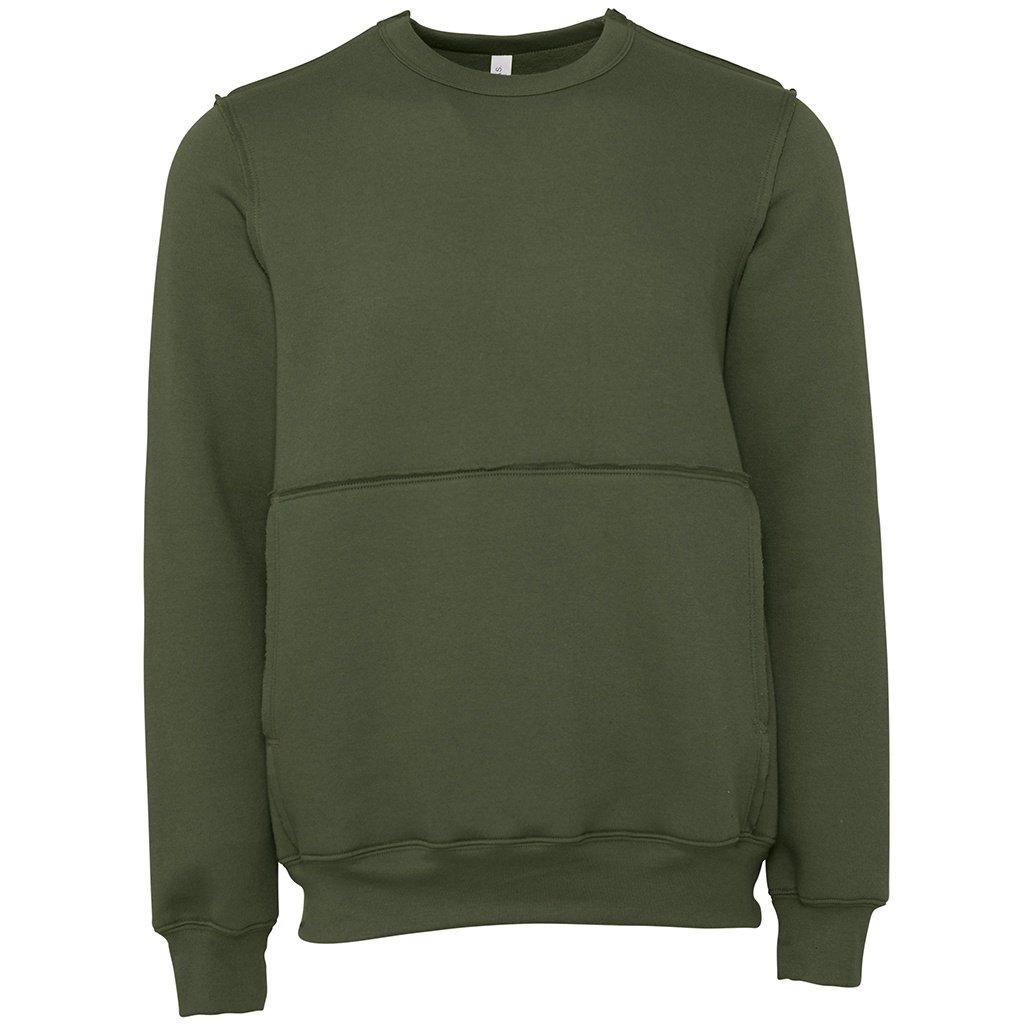 Sweatshirt, Rohe Nähte Damen Militärgrün L von Bella + Canvas