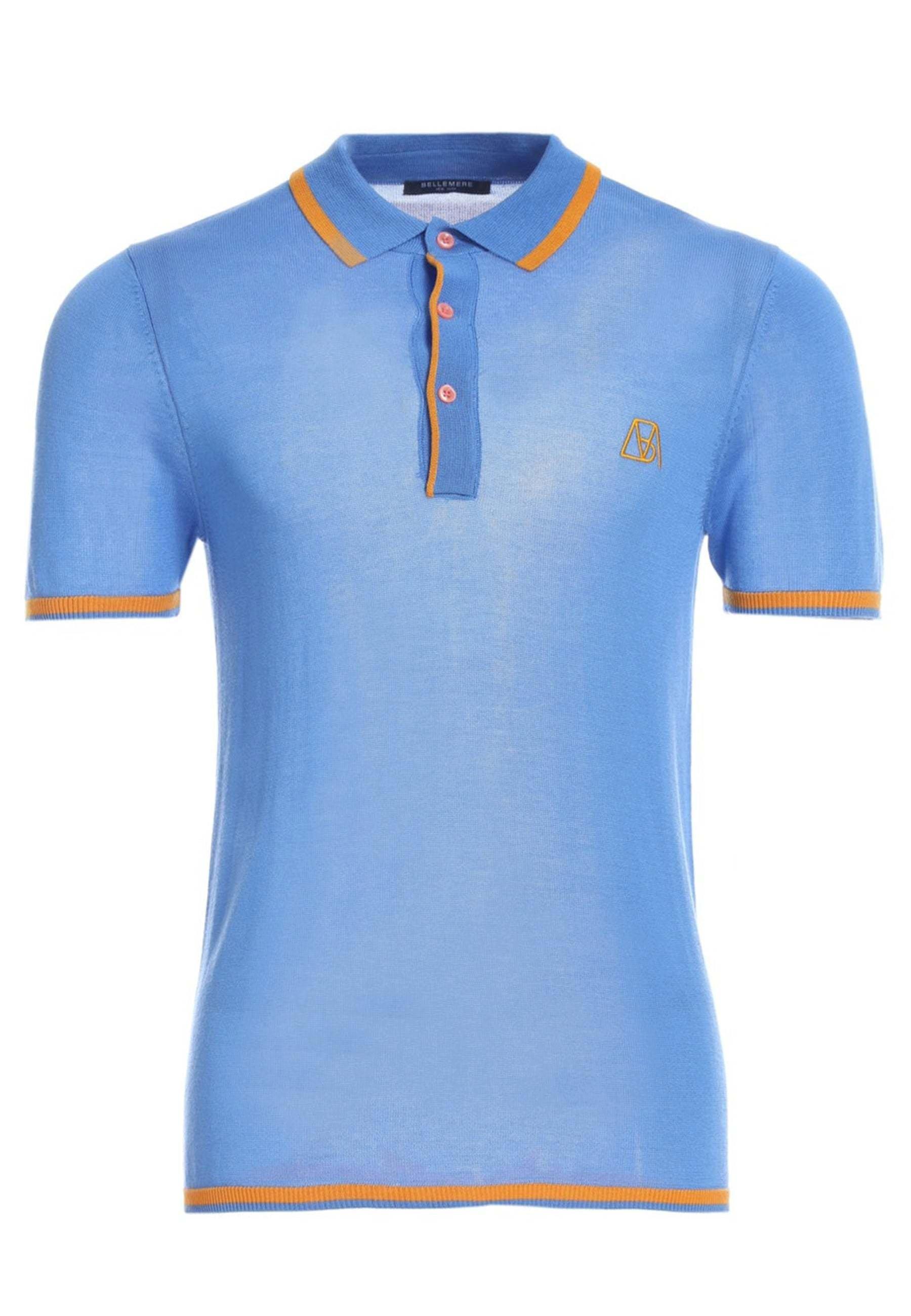 Ausgefallenes Tencel-polo Herren Blau L von Bellemere New York