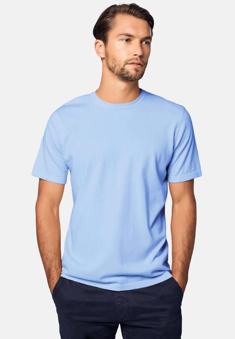 Klassisches Baumwoll-kaschmir-t-shirt Mit Rundhalsausschnitt Herren Blau L von Bellemere New York