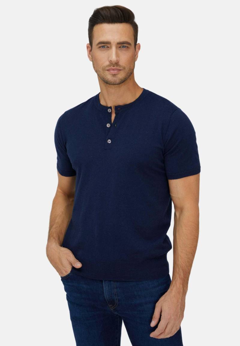 Short Trim Fit Henley Aus Baumwolle Und Kaschmir Herren Marine S von Bellemere New York