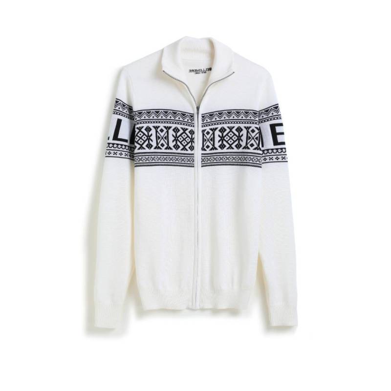 Bellemere Unisex Vintage Schweden Design Strickjacke Mit Durchgehendem Reißverschluss Herren Weiss L von Bellemere New York