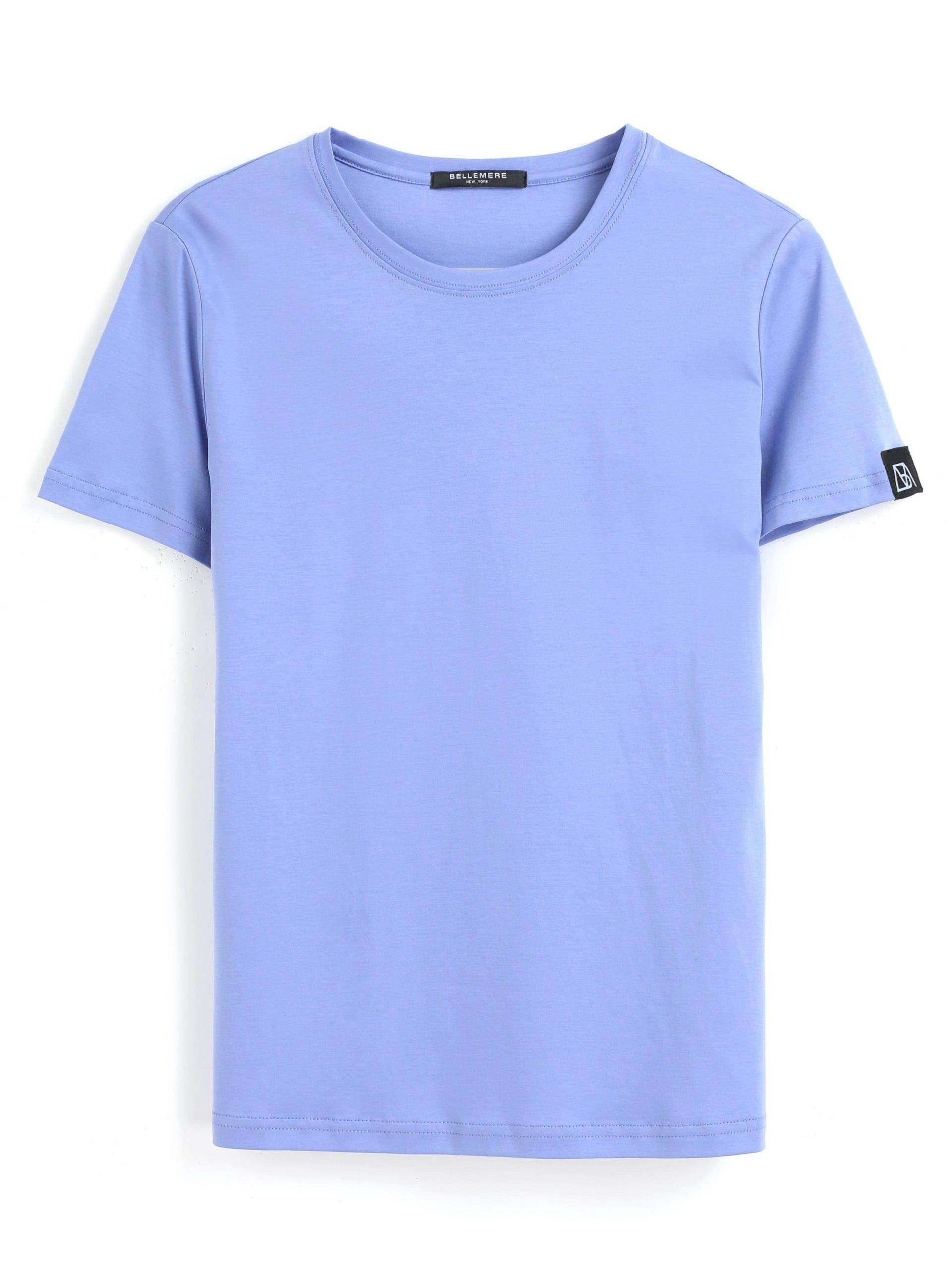 Grand T-shirt Aus Baumwolle Mit Rundhalsausschnitt, 160 G Damen Blau M von Bellemere New York