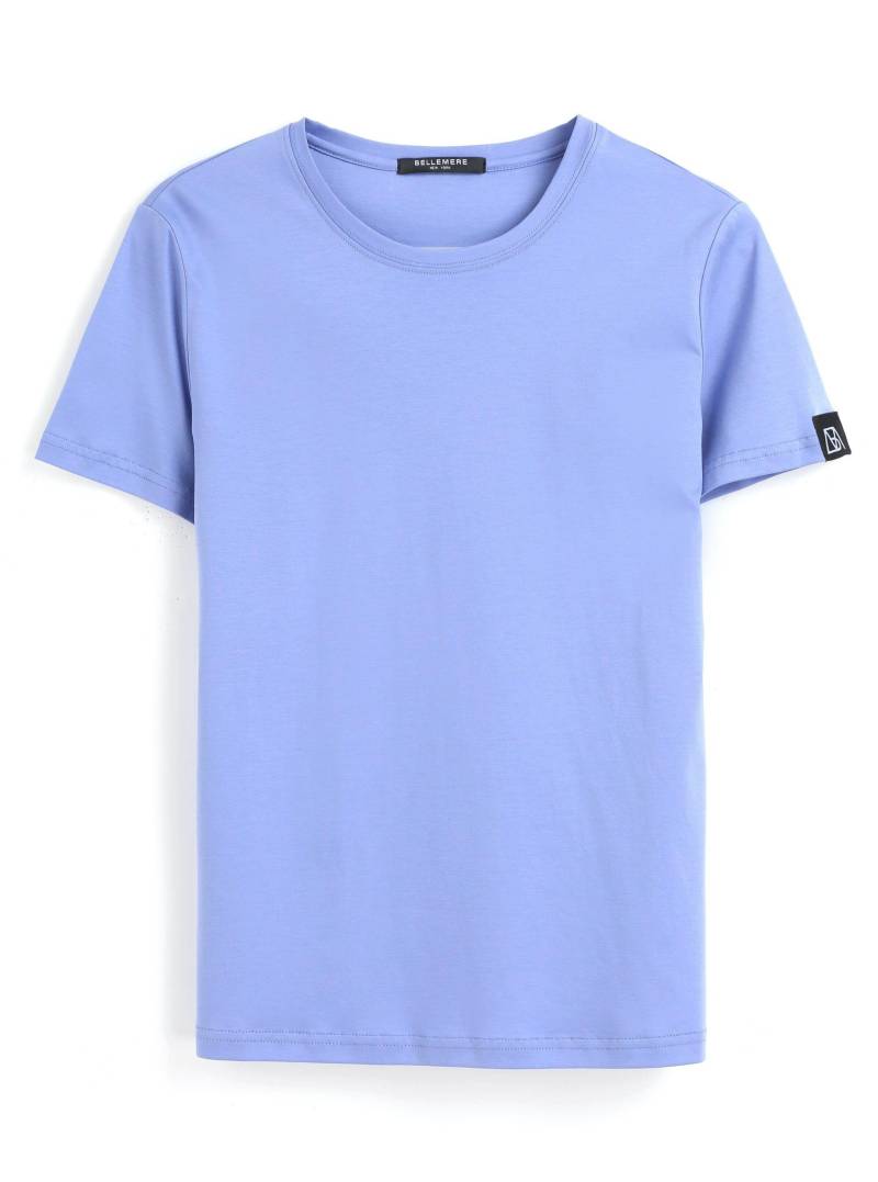 Grand T-shirt Aus Baumwolle Mit Rundhalsausschnitt, 160 G Damen Blau S von Bellemere New York