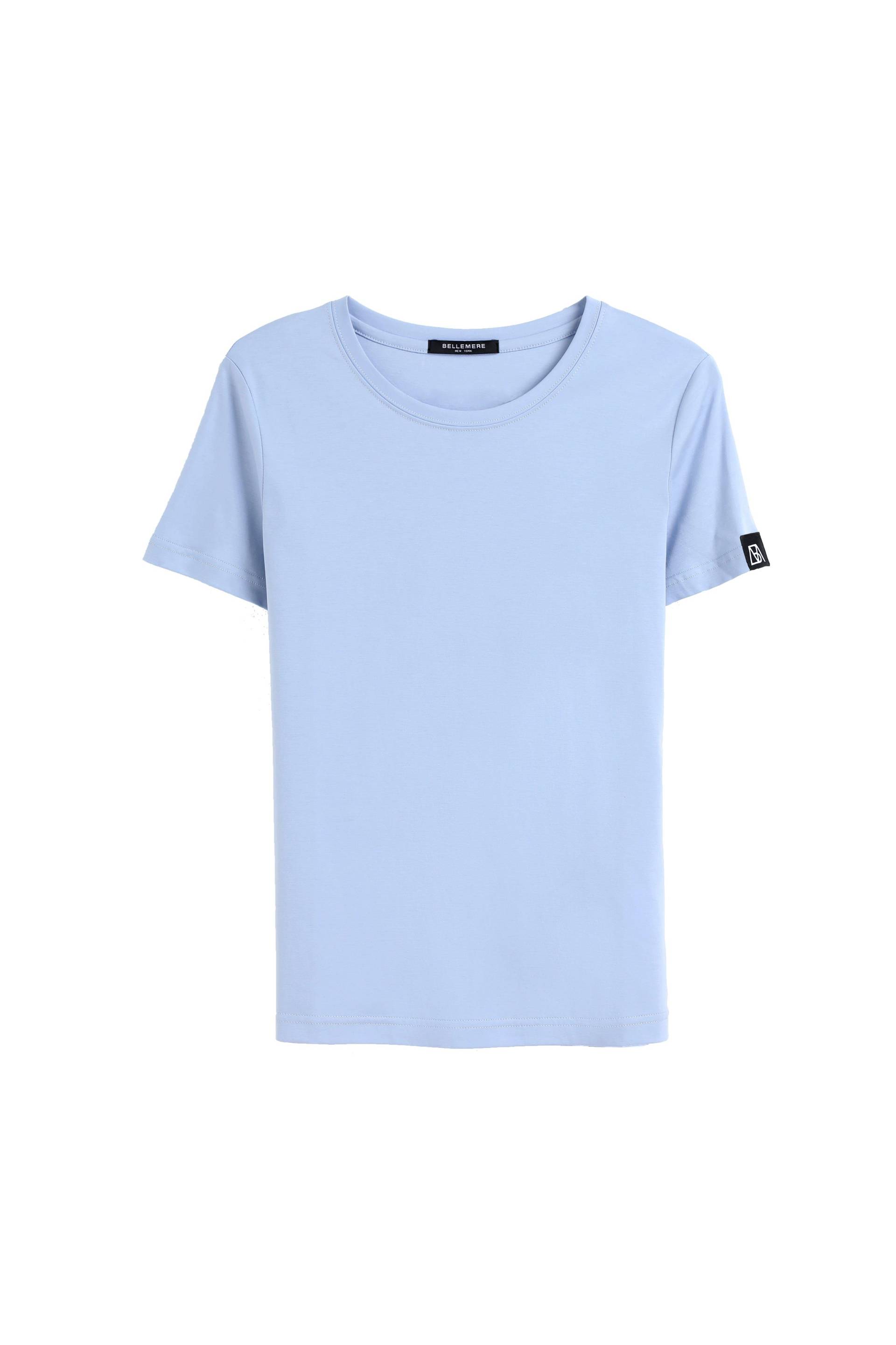 Grand T-shirt Aus Baumwolle Mit Rundhalsausschnitt, 160 G Damen Hellblau L von Bellemere New York