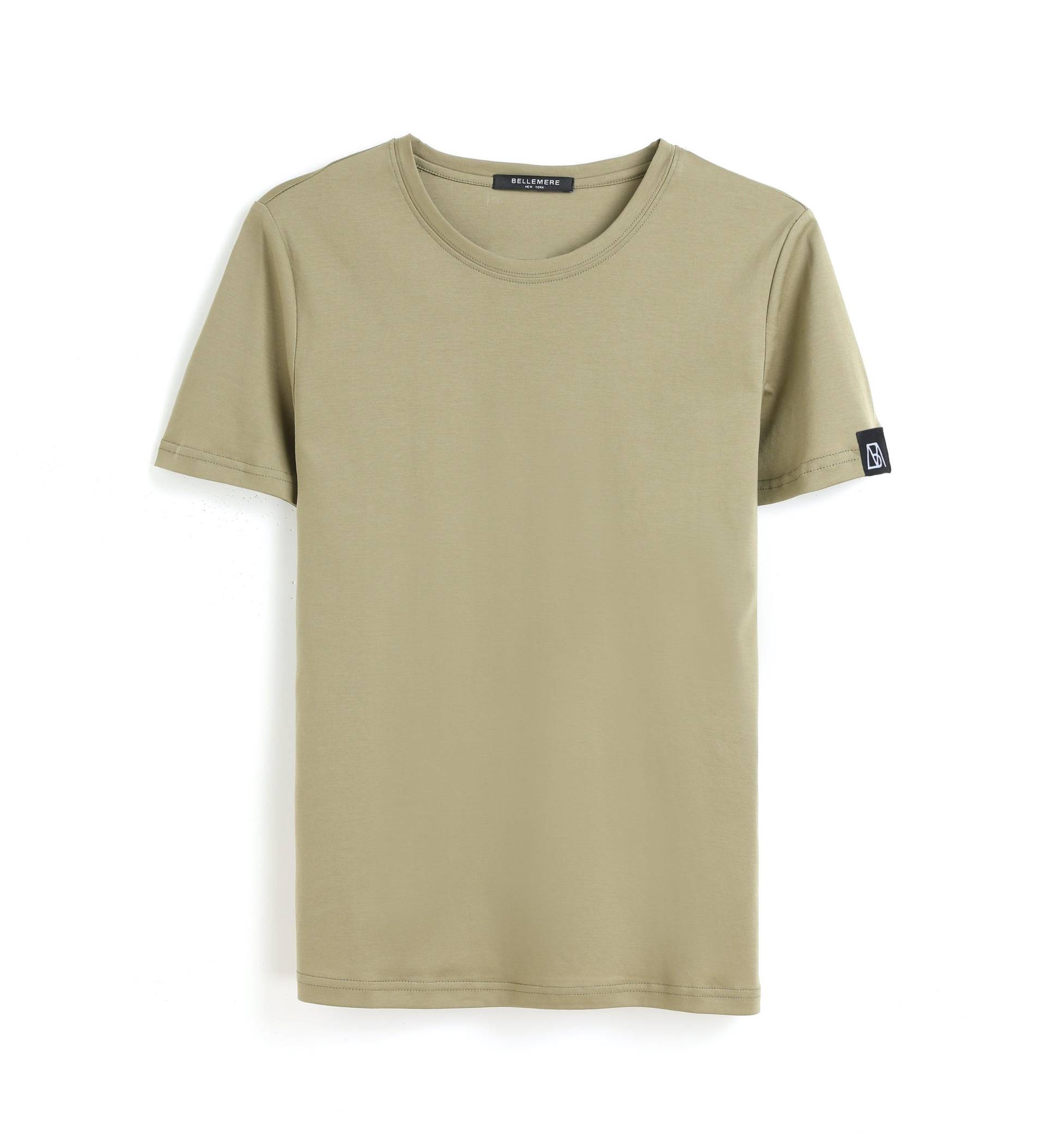 Grand T-shirt Aus Baumwolle Mit Rundhalsausschnitt, 160 G Damen Khaki S von Bellemere New York