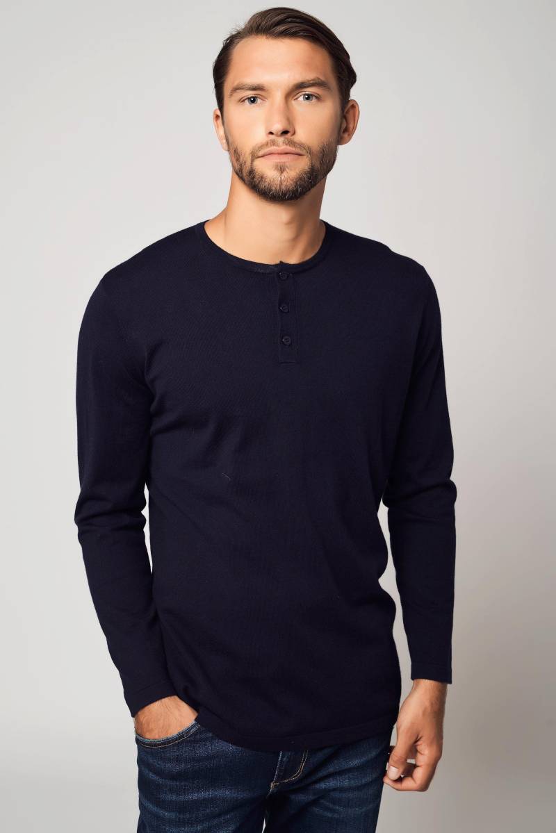 Henley T-shirt Aus Baumwolle Und Kaschmir Herren Schwarz M von Bellemere New York