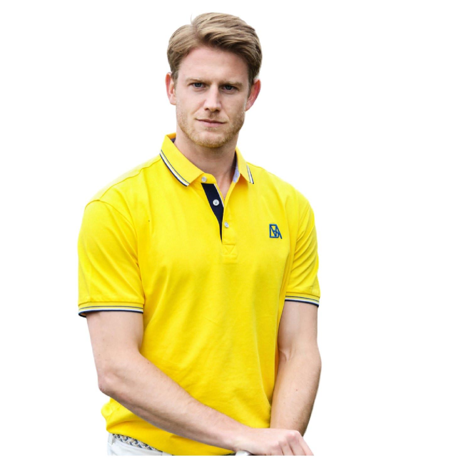 Herren-poloshirt Aus Seide Und Baumwolle Herren Gelb Bunt XL von Bellemere New York