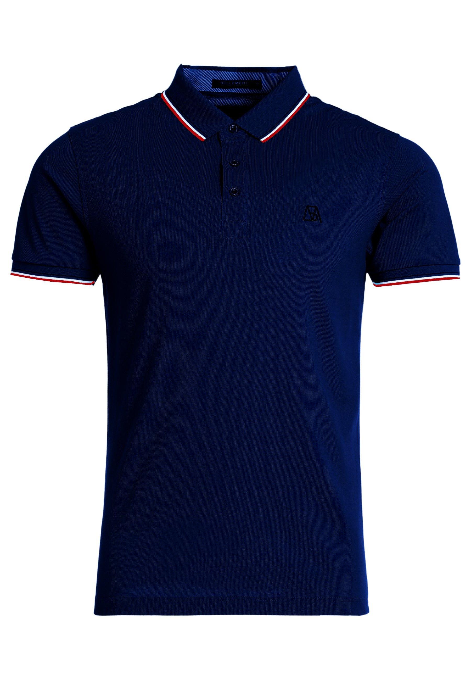 Herren-poloshirt Aus Seide Und Baumwolle Herren Stahlblau M von Bellemere New York