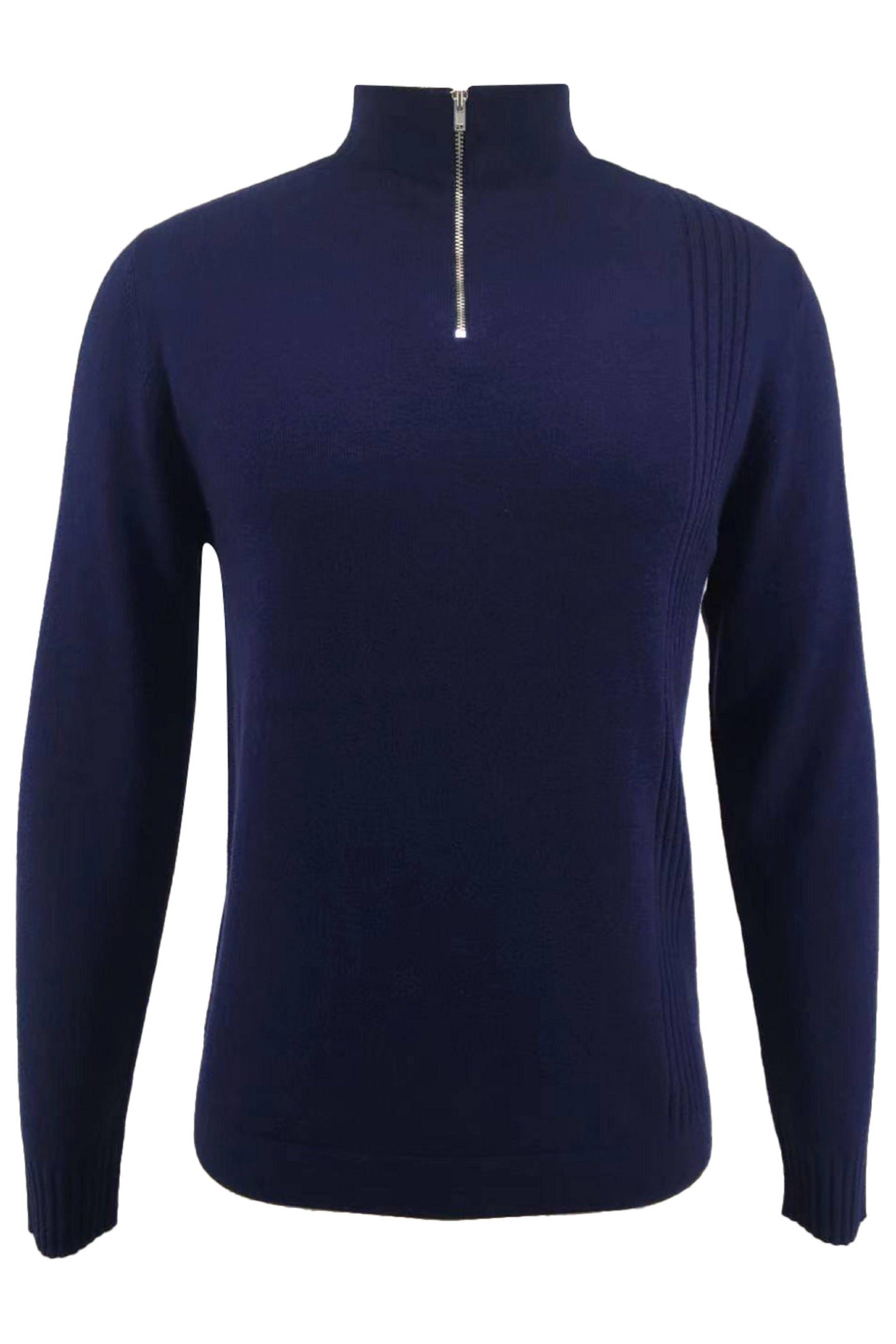 Merino-pullover Mit Halbem Reißverschluss Für Herren Herren Blau L von Bellemere New York