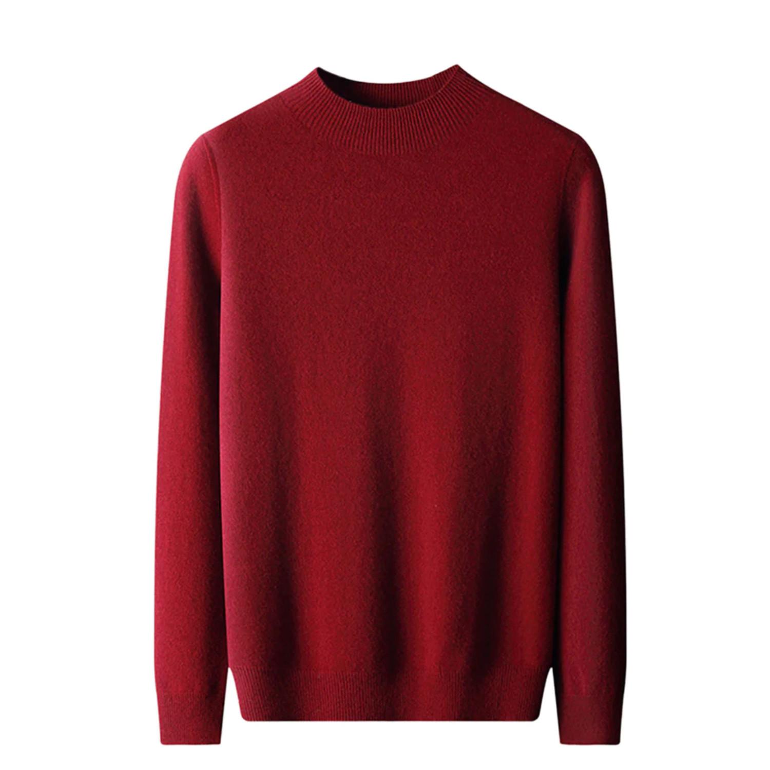 Pure Crew Neck Merino Sweater Herren Rot Bunt L von Bellemere New York