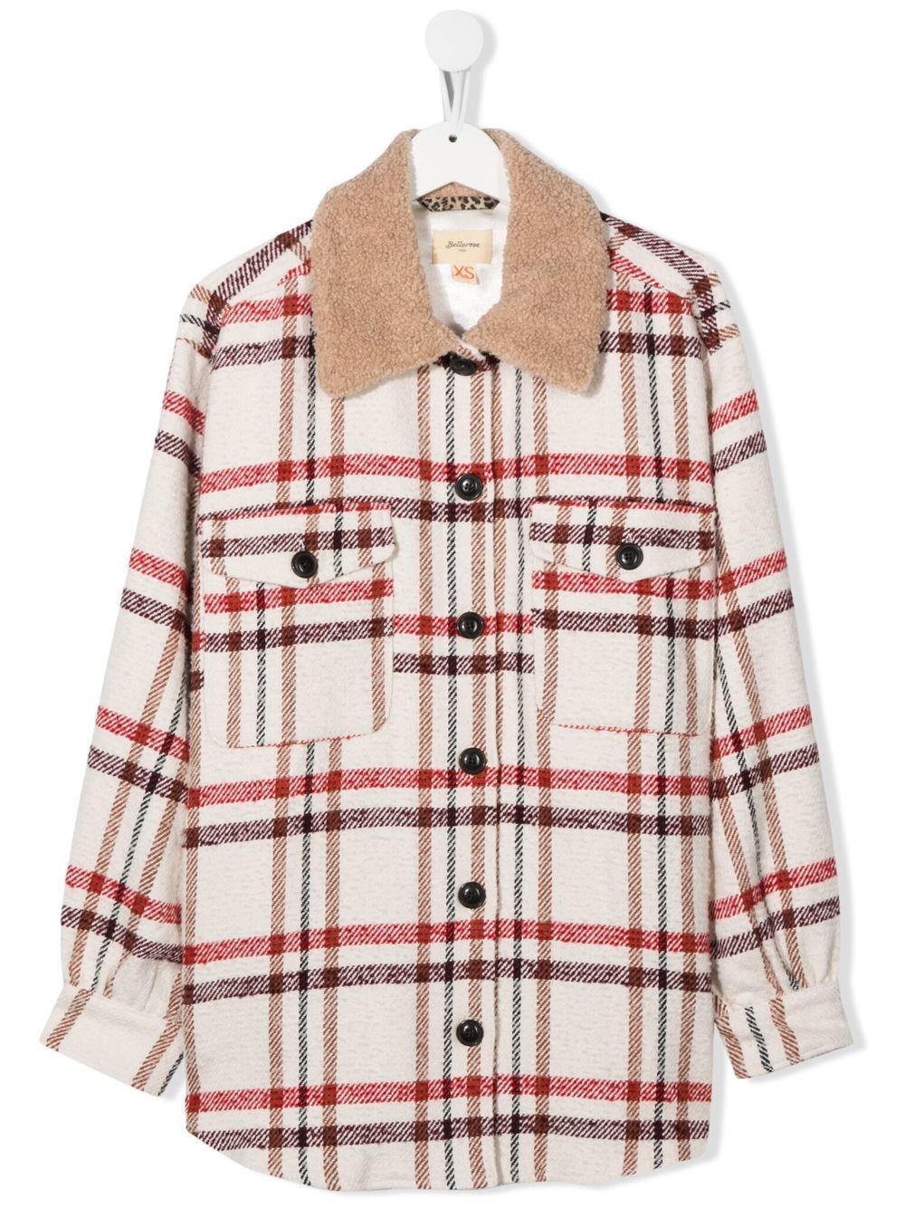 Bellerose TEEN plaid-check fleece-collar jacket - Neutrals von Bellerose