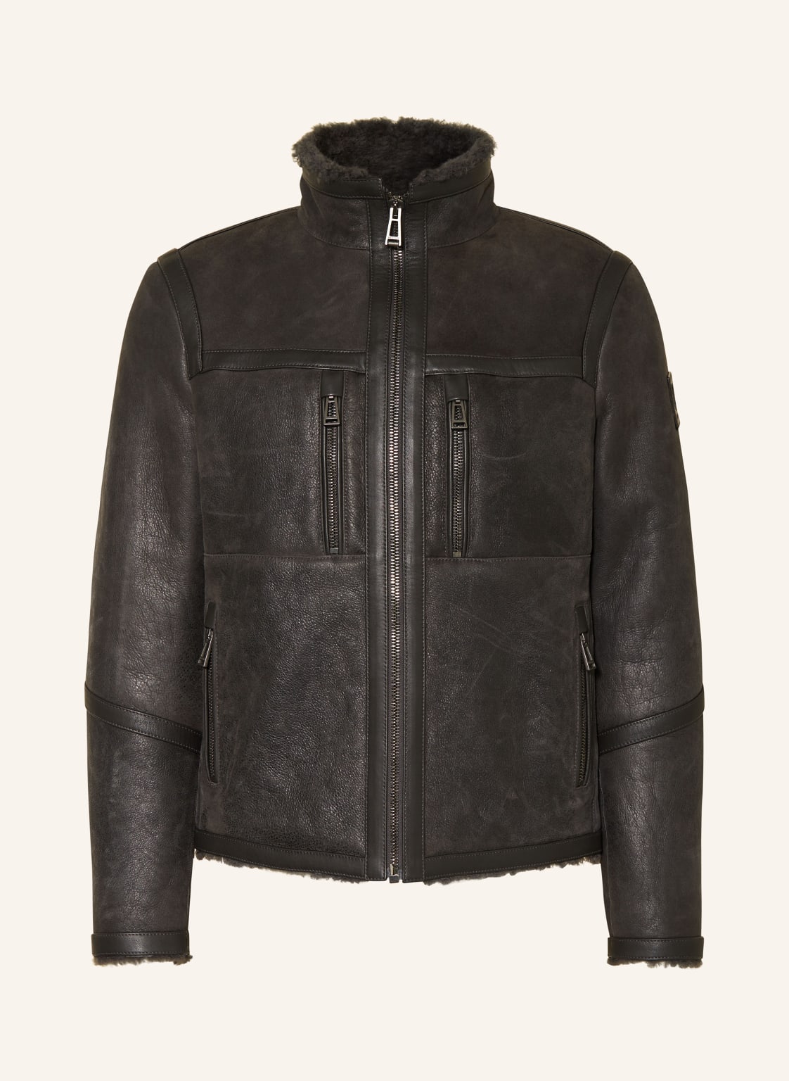 Belstaff Lederjacke Tundra Mit Lammfell grau von Belstaff