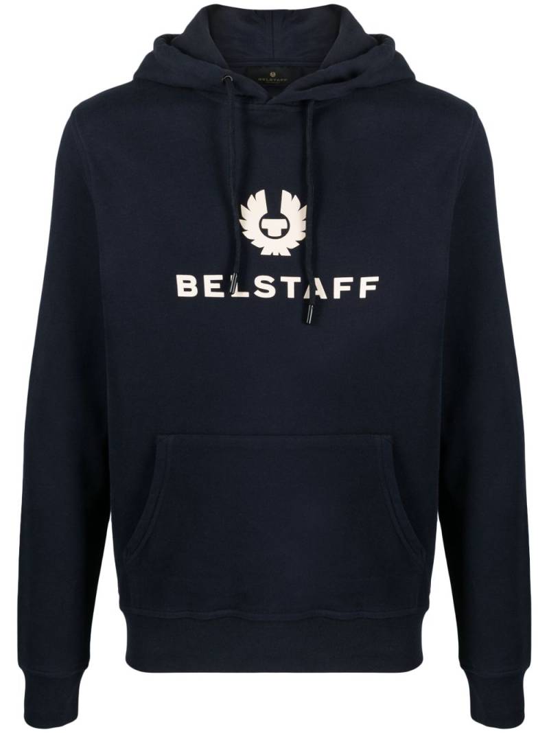 Belstaff logo-embossed cotton hoodie - Blue von Belstaff