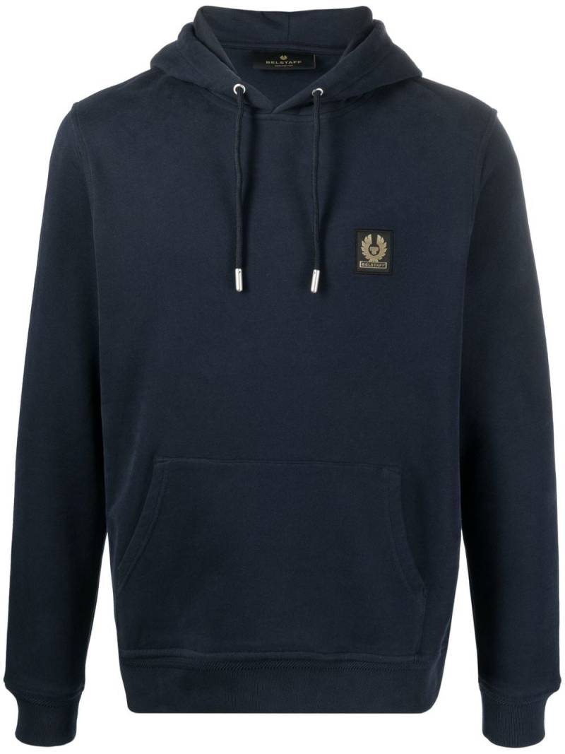 Belstaff logo-patch cotton hoodie - Blue von Belstaff