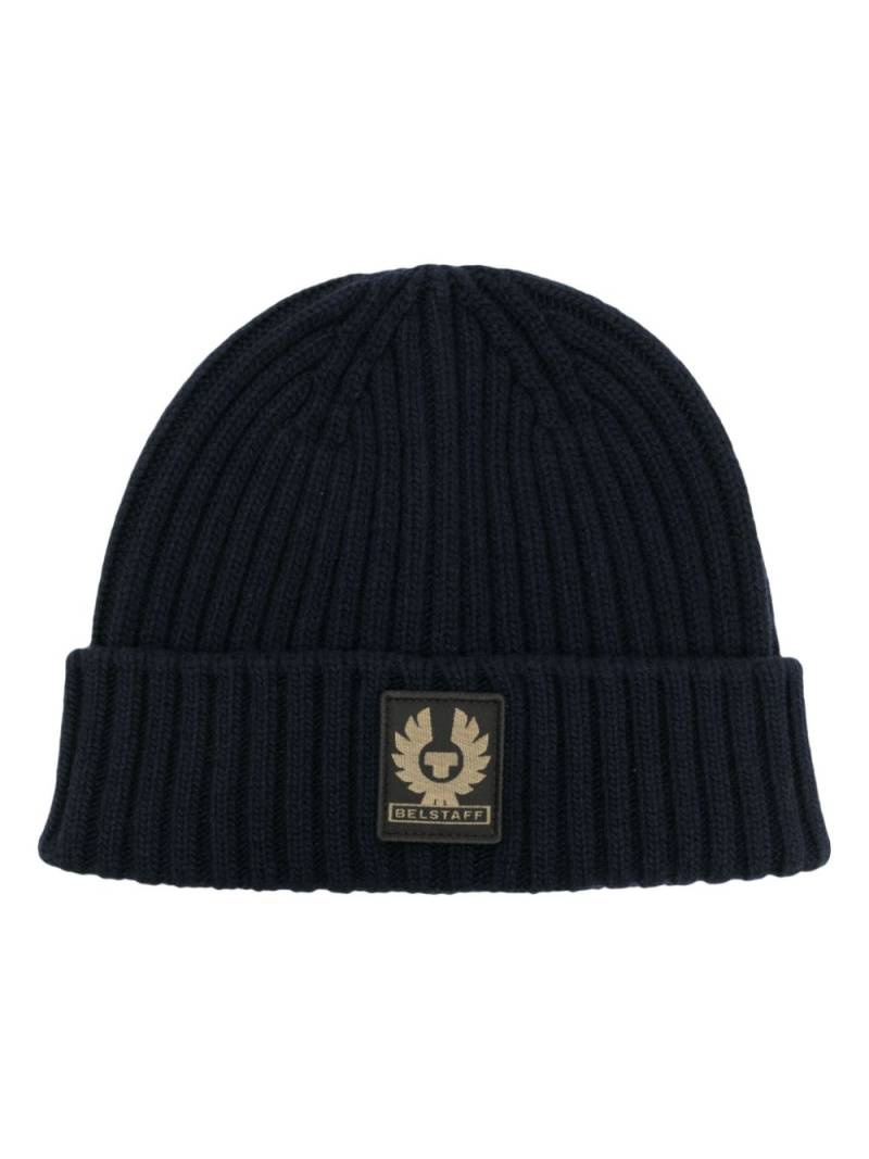 Belstaff logo-patch ribbed wool beanie - Black von Belstaff