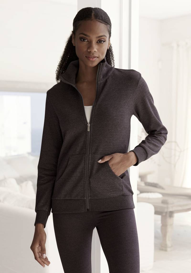 Bench. Loungewear Sweatjacke, mit glänzender Logostickerei am Stehkragen, Loungewear von Bench. Loungewear