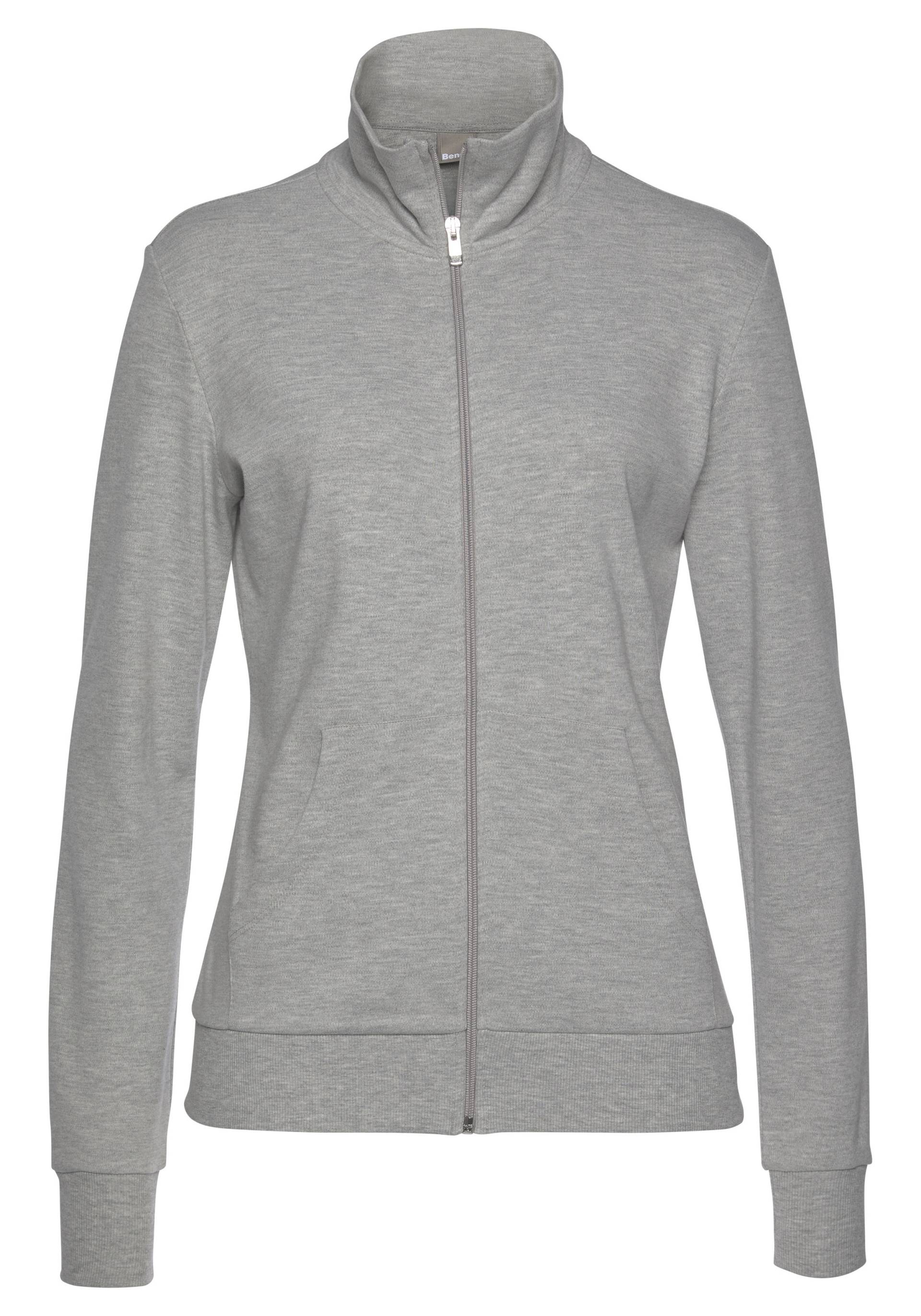 Bench. Loungewear Sweatjacke, mit glänzender Logostickerei am Stehkragen, Loungeanzug von Bench. Loungewear