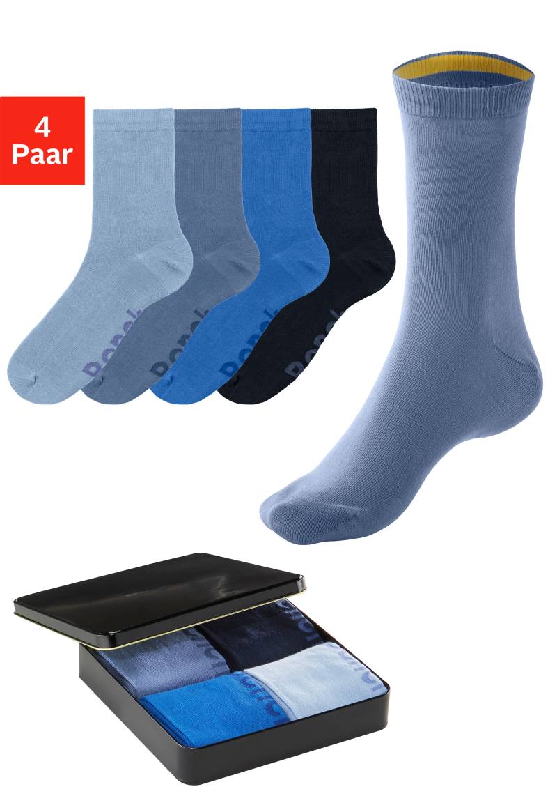 Bench. Basicsocken, (Dose, 4 Paar), mit farbigen Innenbündchen von Bench.