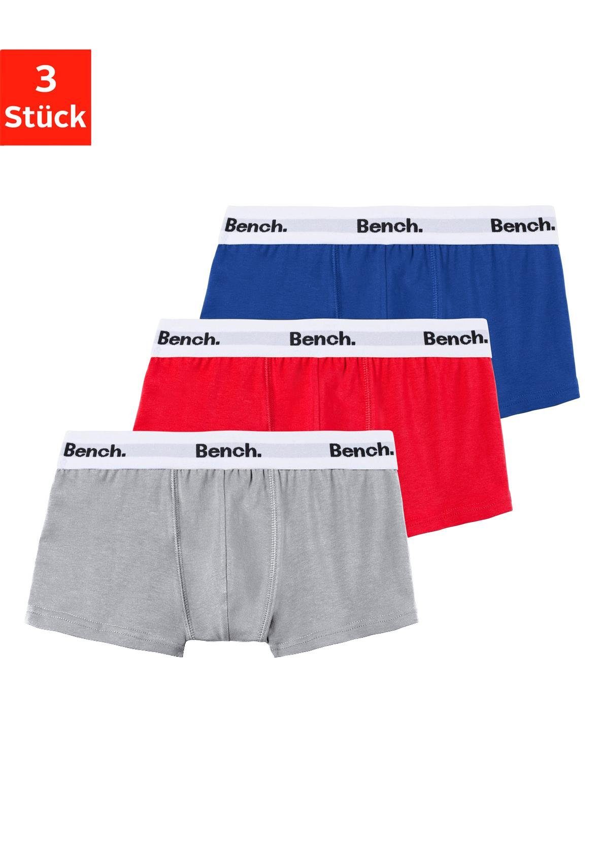 Bench. Boxer »Boxershorts für Jungen«, (Packung, 3 St.), mit weissem Bund mit Bench Schriftzug von Bench.