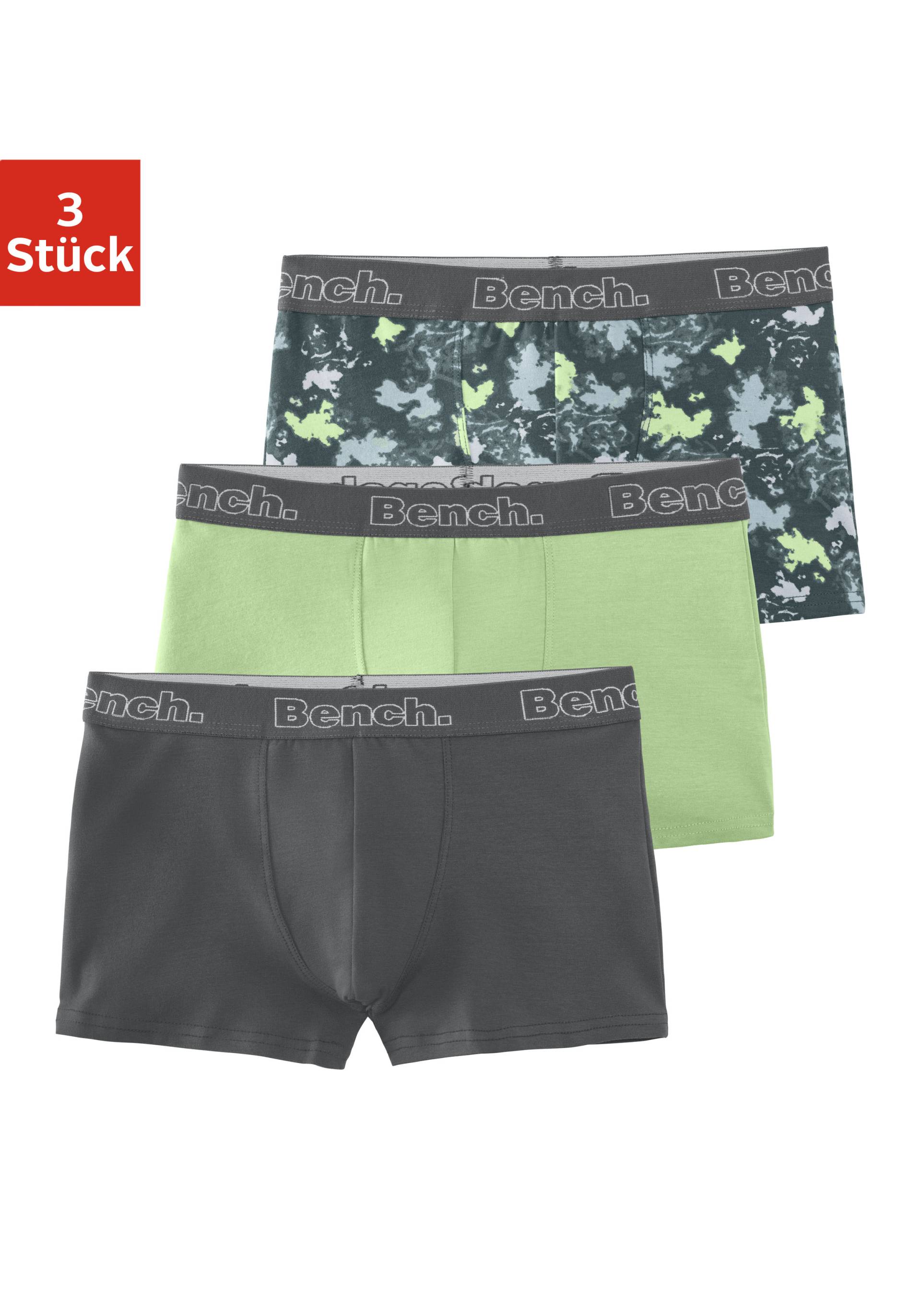 Bench. Boxer »Boxershorts für Jungen«, (Packung, 3 St.), uni und gemustert in einer Packung von Bench.