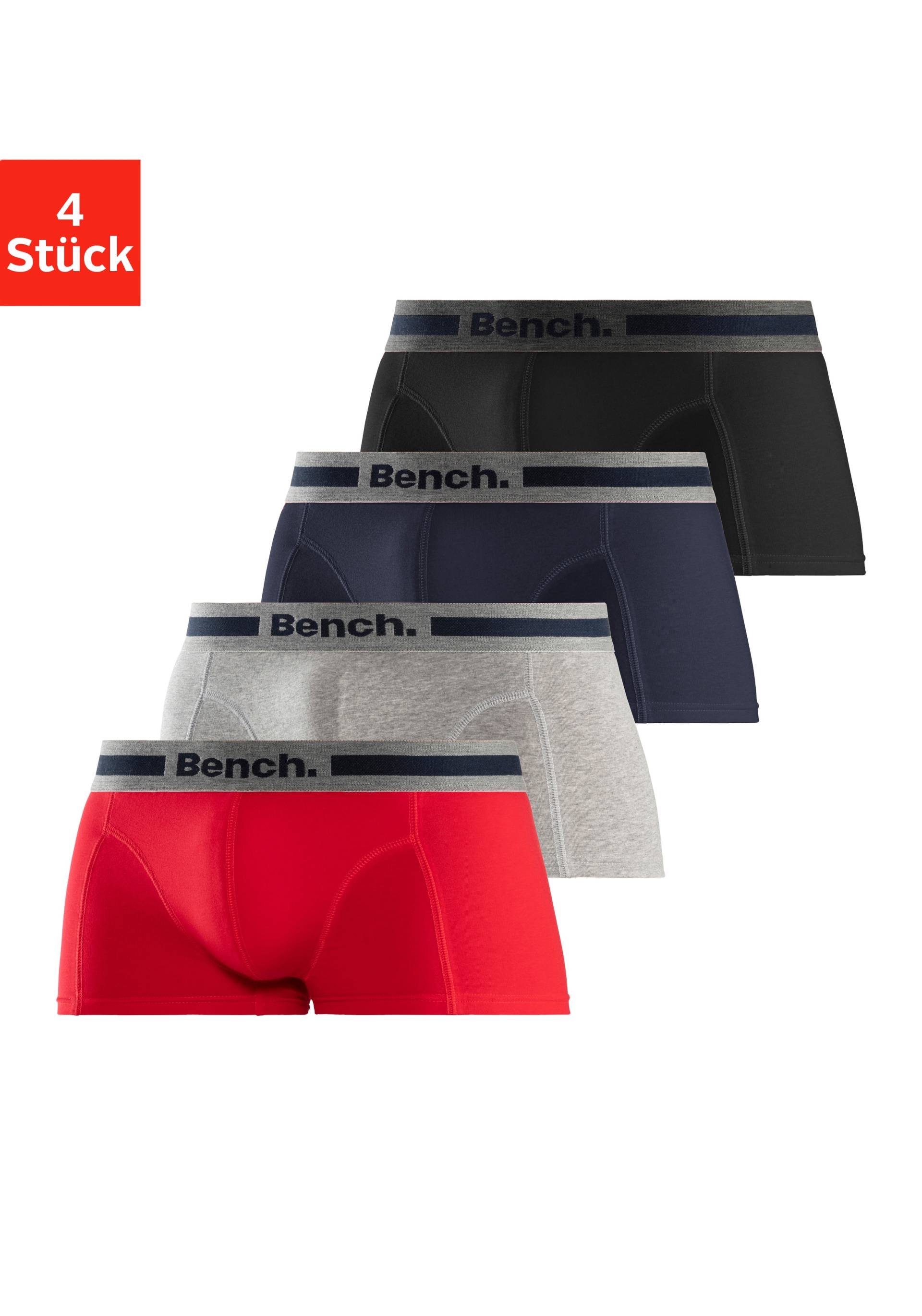 Bench. Boxershorts, (Packung, 4 St.), in Hipster-Form mit Overlock-Nähten vorn von Bench.