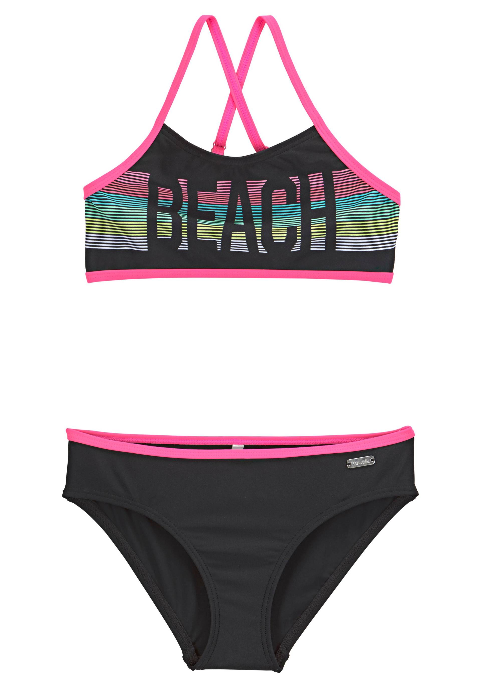 Bench. Bustier-Bikini, mit pinken Kontrastpaspeln von Bench.